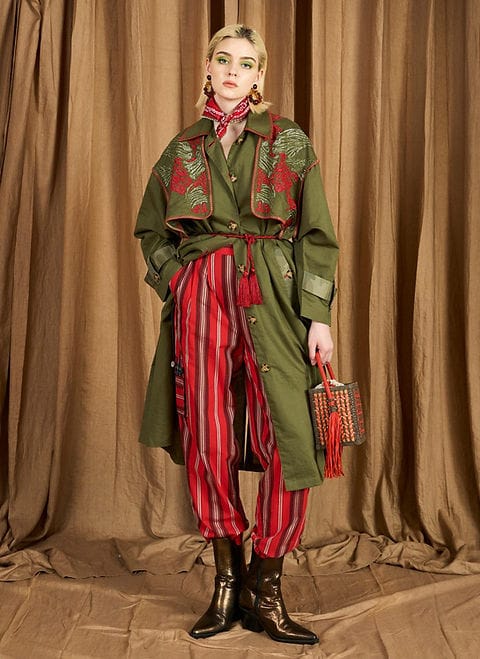The Safari Trench With Hand Embroidered Details