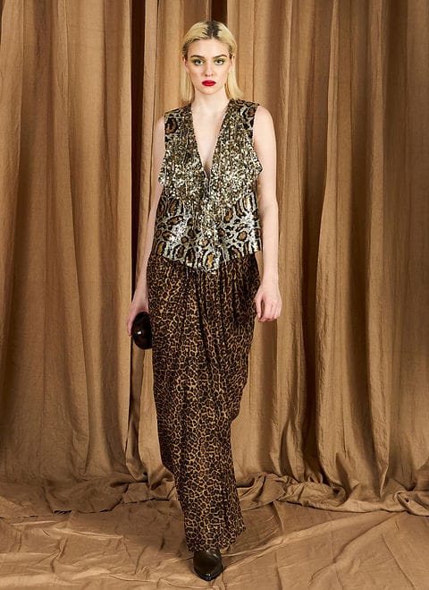 The Leopard Print Long Curtain Skirt