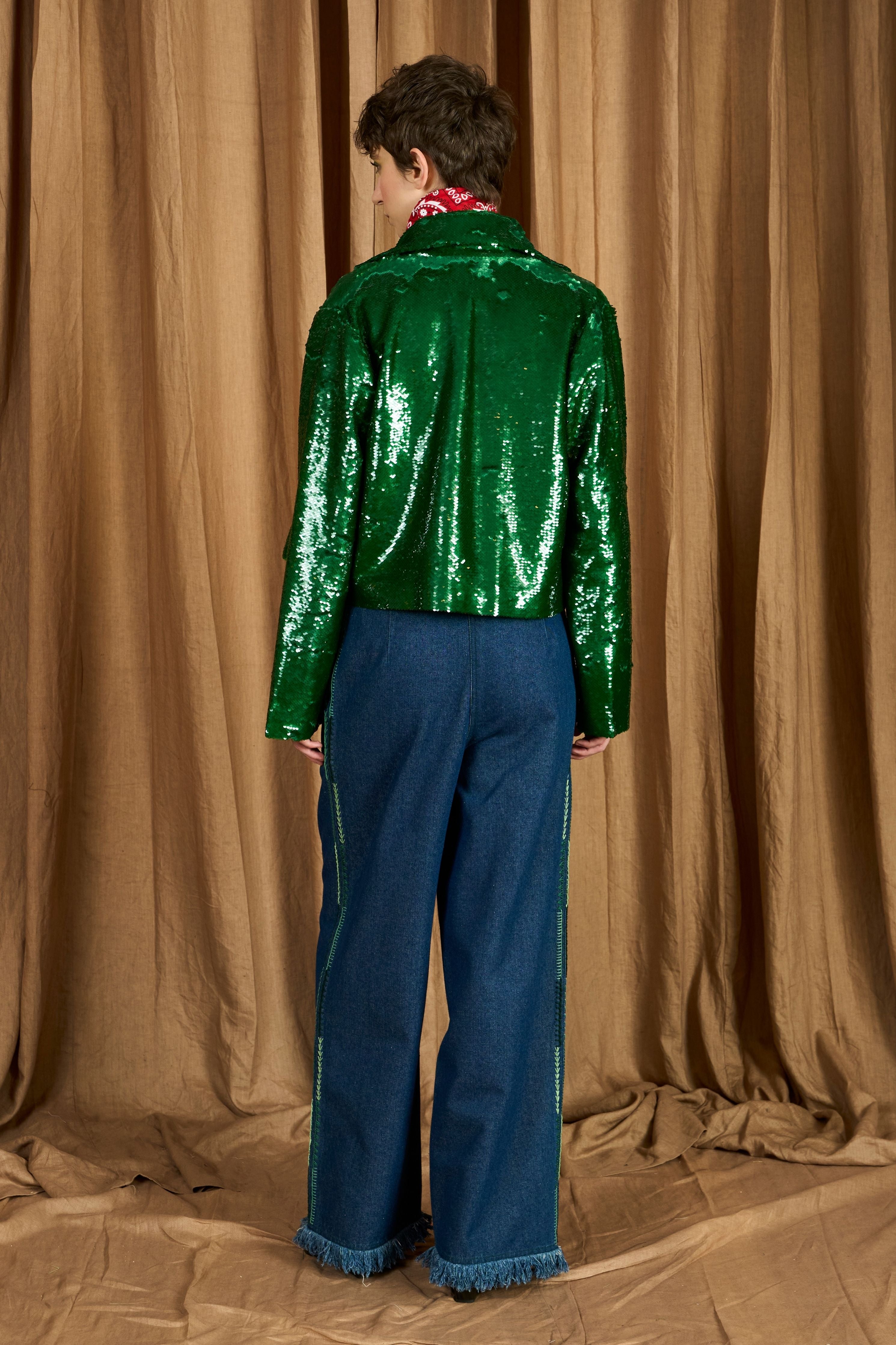 The Cropped Trench In Emb Sequins