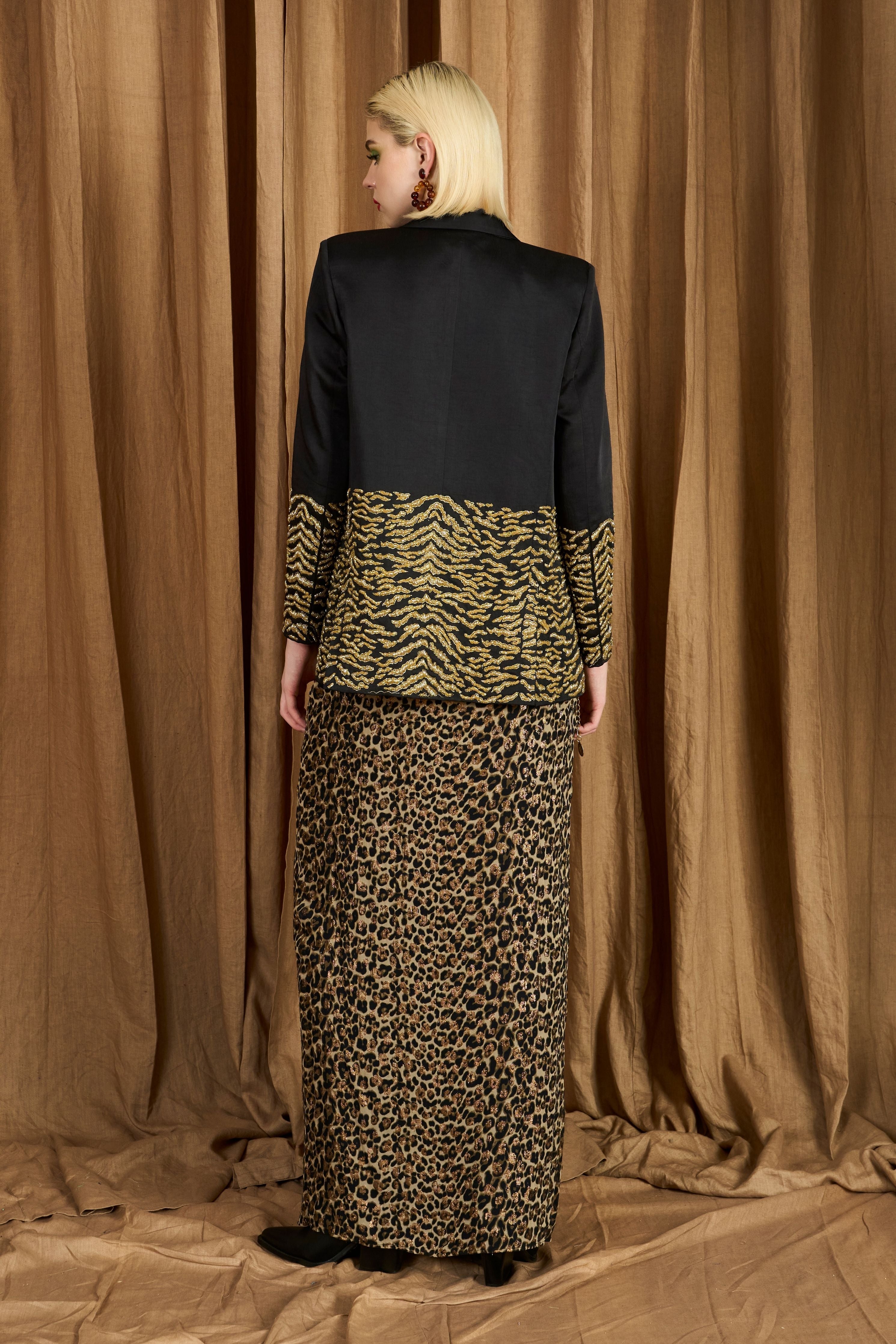 The Leopard Draped Long Skirt