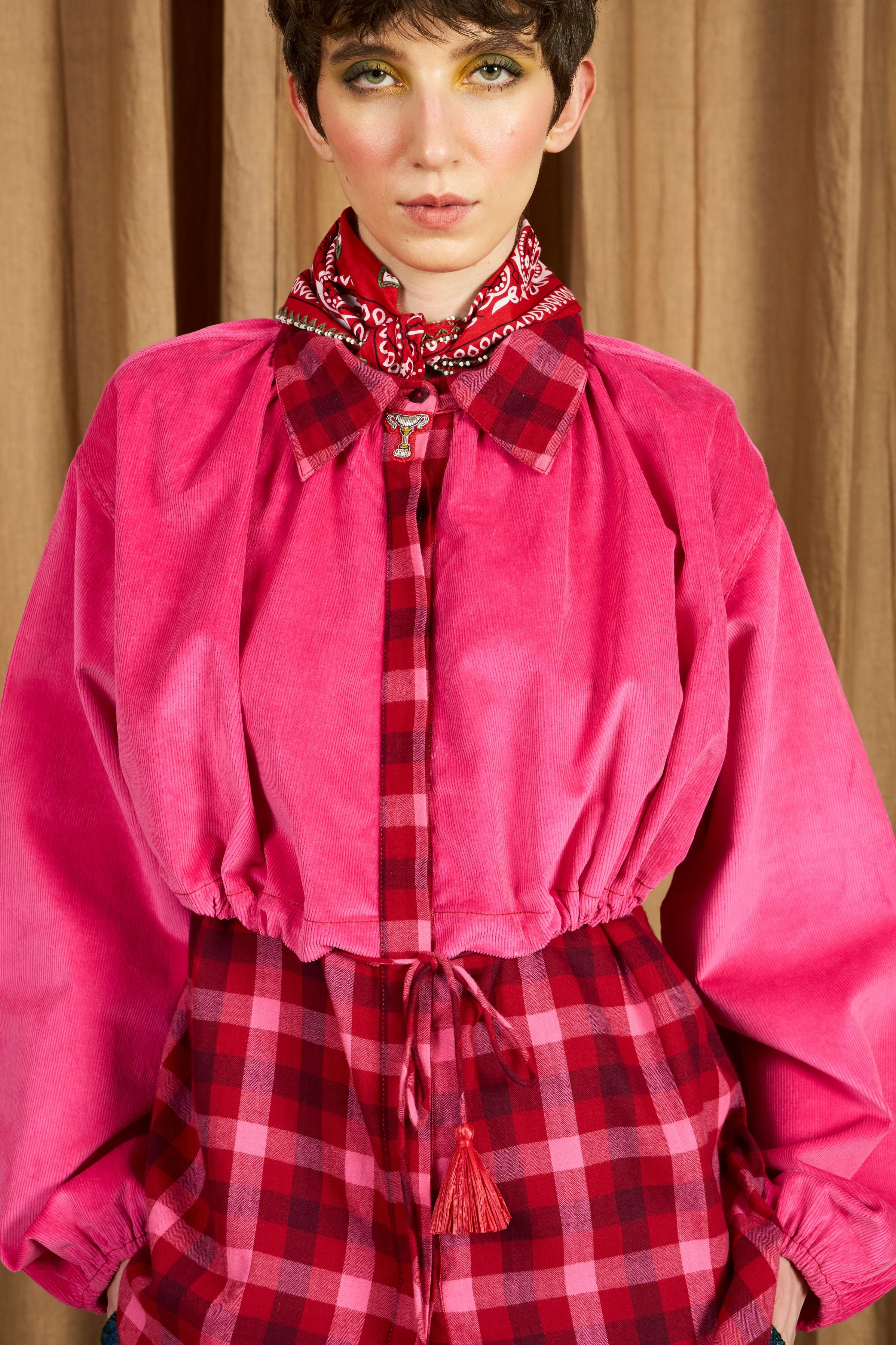 The Drawstring Parka Shirt With Raffia & Embroidered Trophy Detail