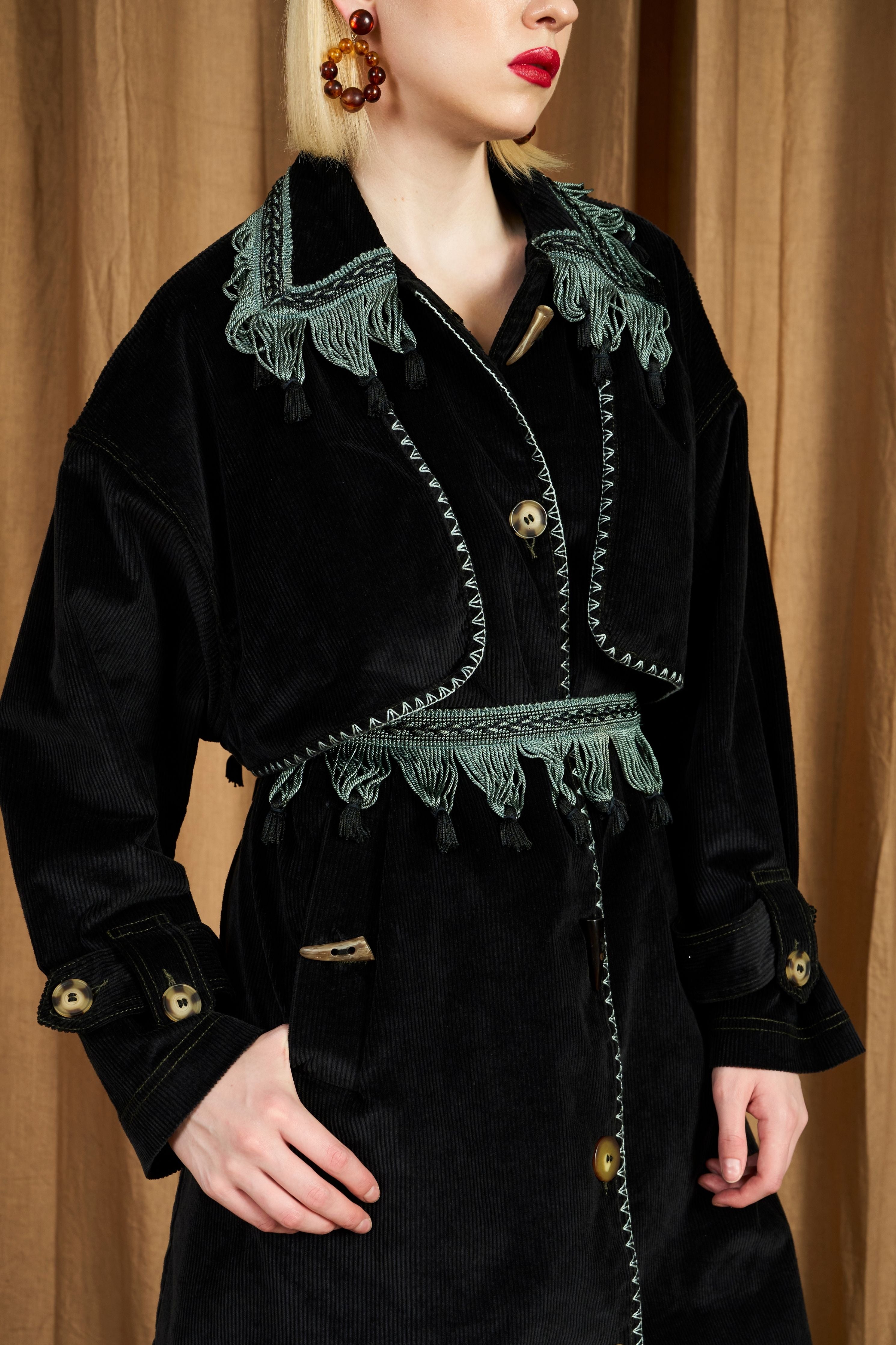 The Midnight Trench W Hand Made Lace Detail