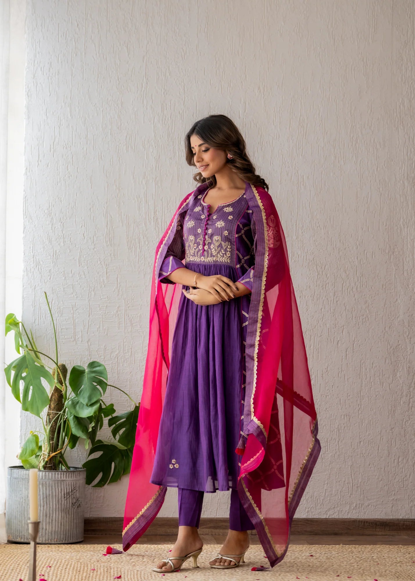 Purple Zari Suit Set