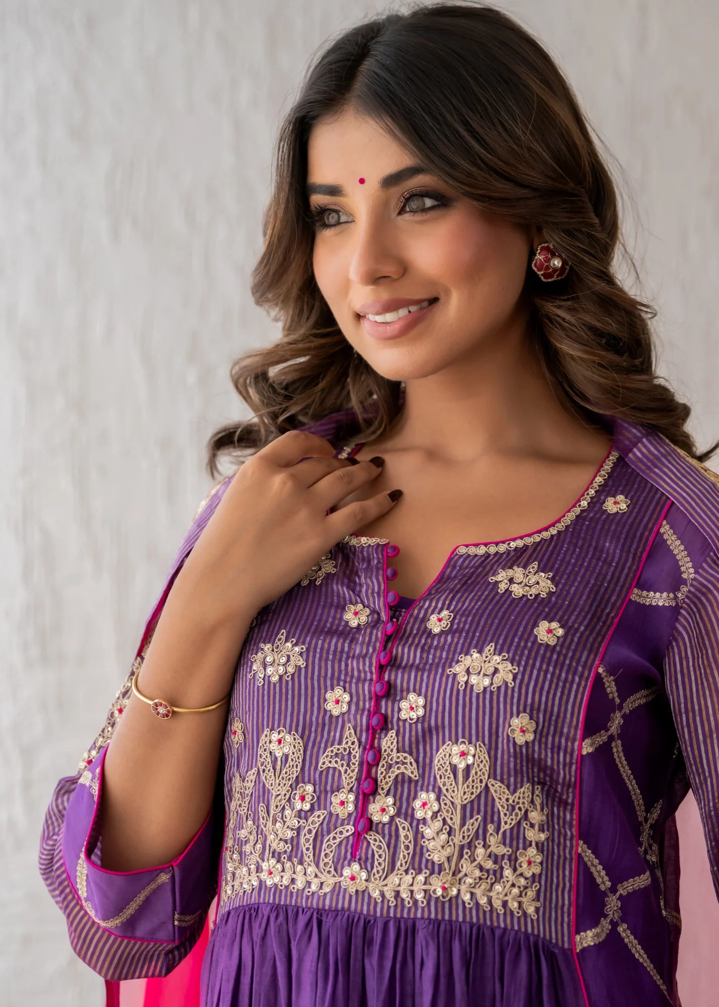 Purple Zari Suit Set