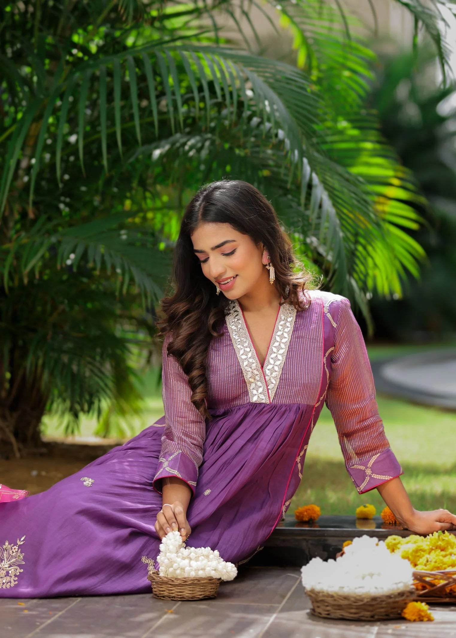 Purple Zari Gota Anarkali