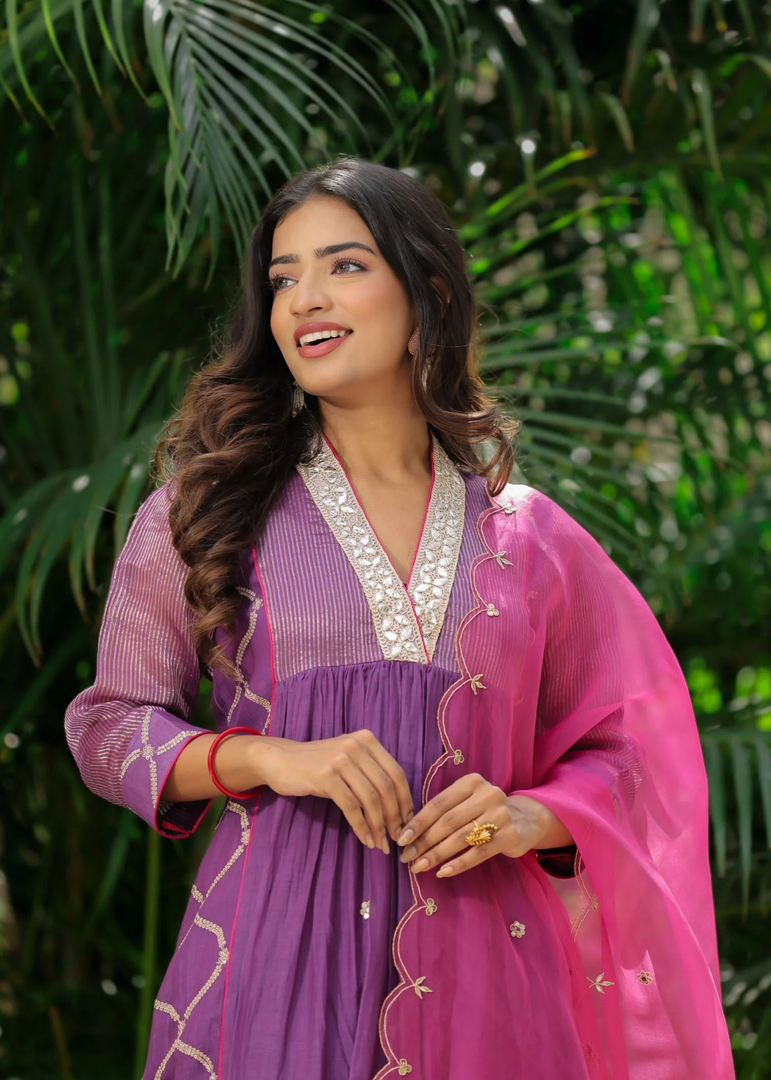 Purple Zari Gota Anarkali