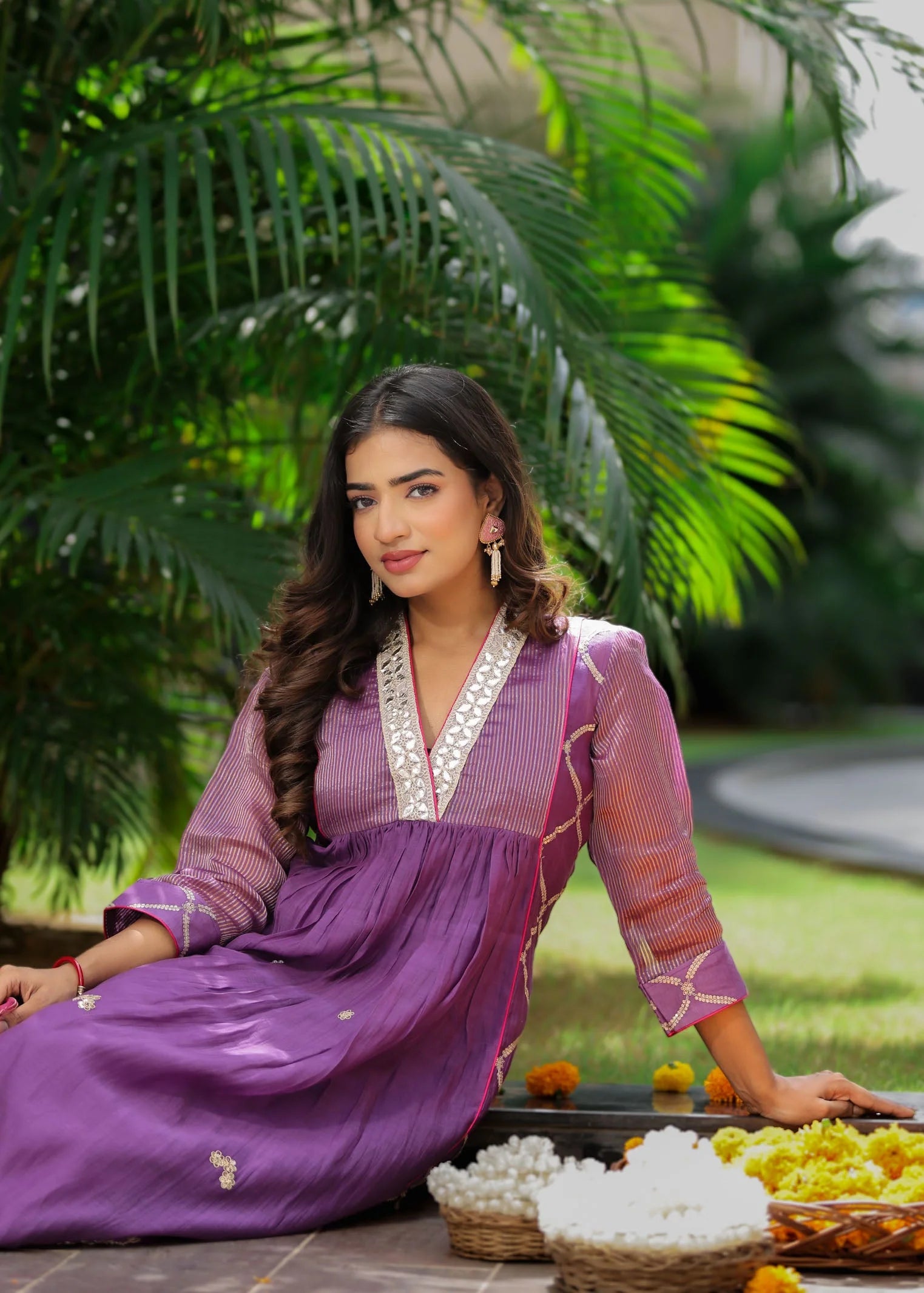 Purple Zari Gota Anarkali