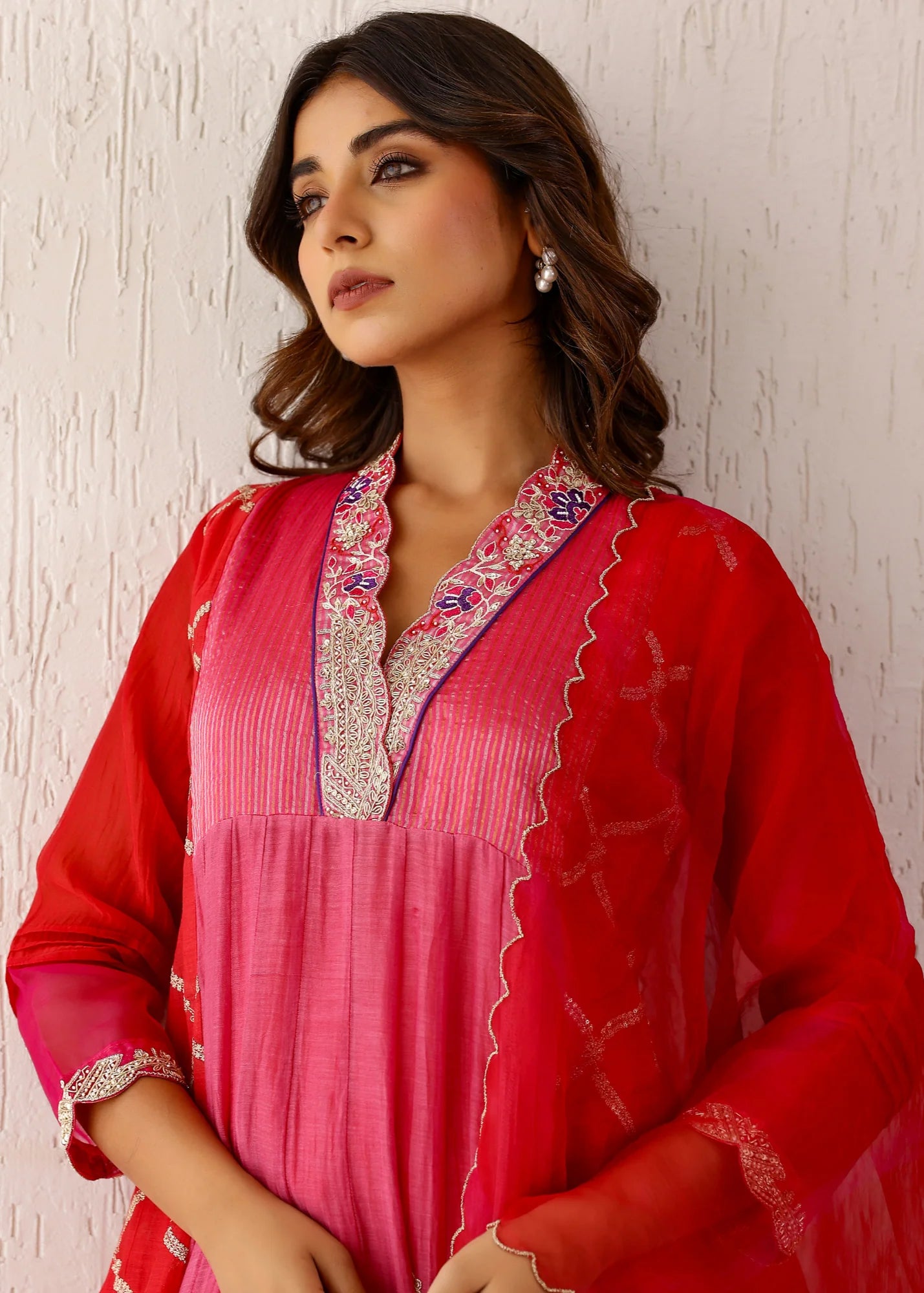 Red Zari Sitaara Anarkali