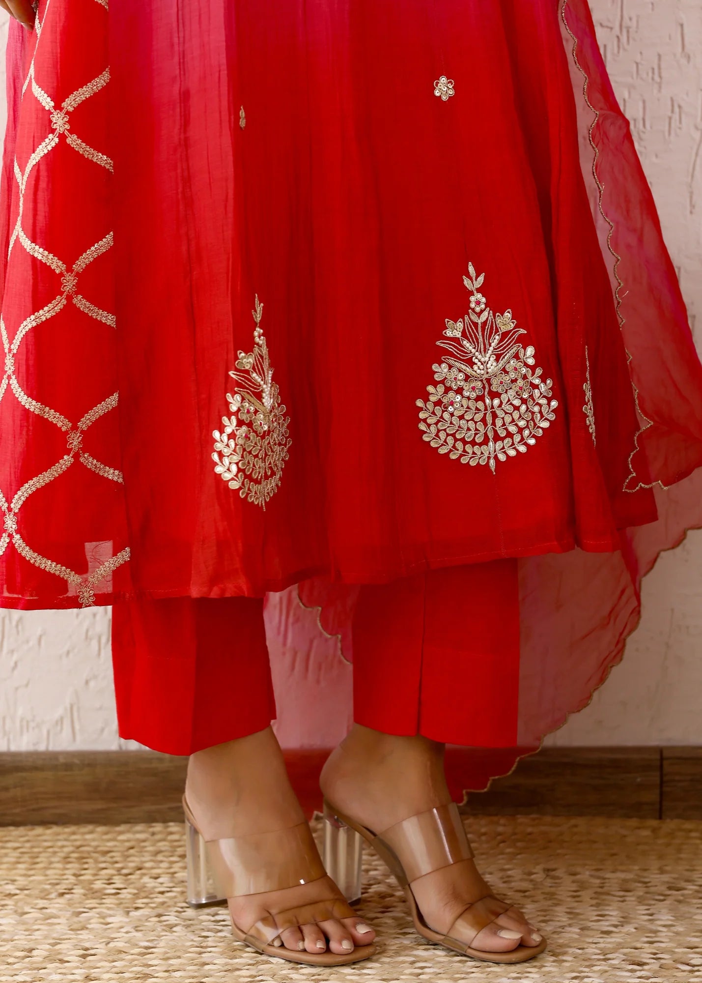 Red Zari Sitaara Anarkali