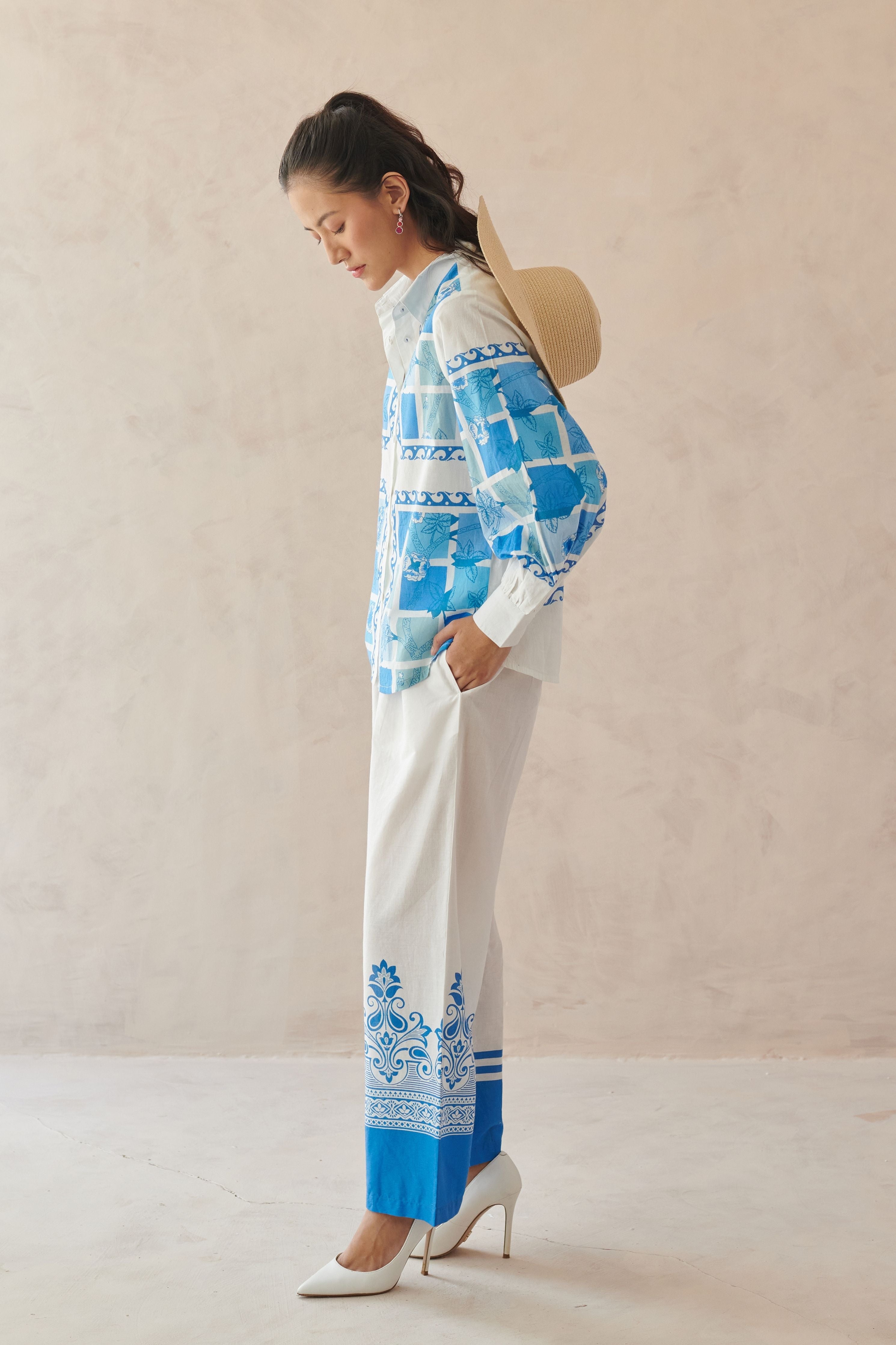 Vivia Blue Mosaic Floral Shirt