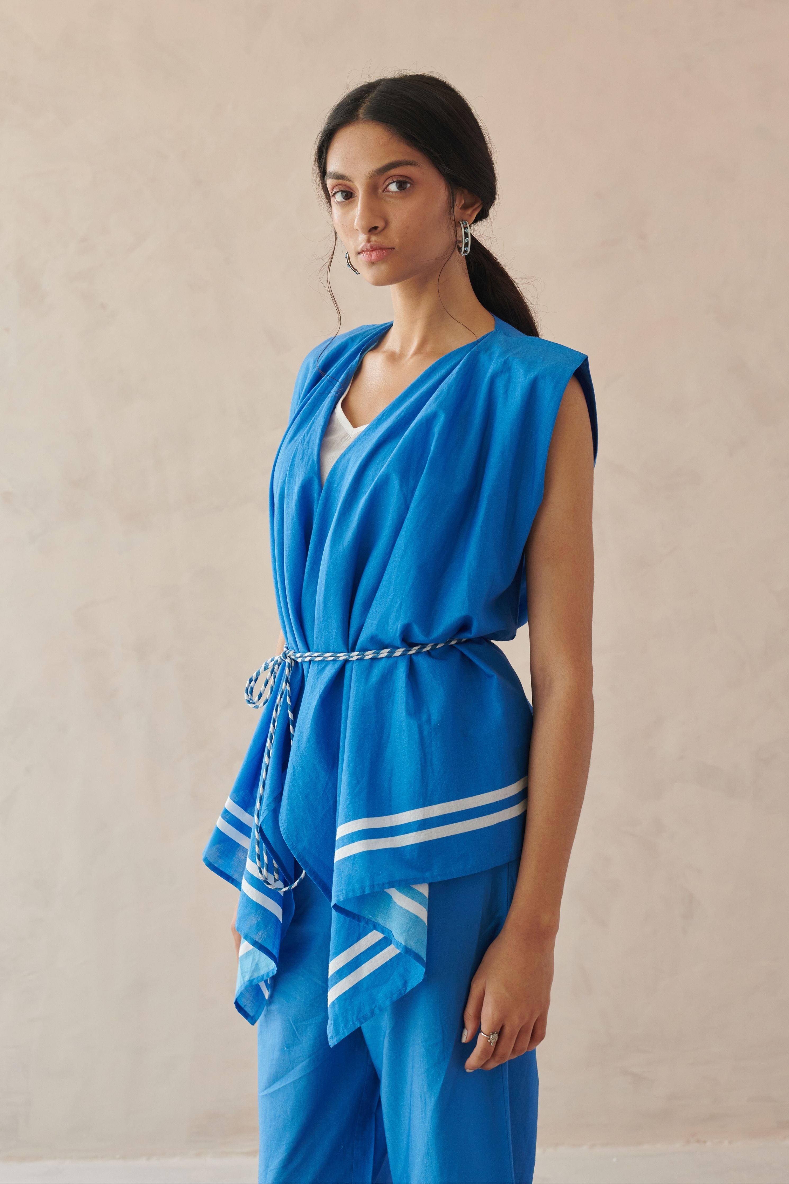 Fleur Blue Asymmetrical Overlay