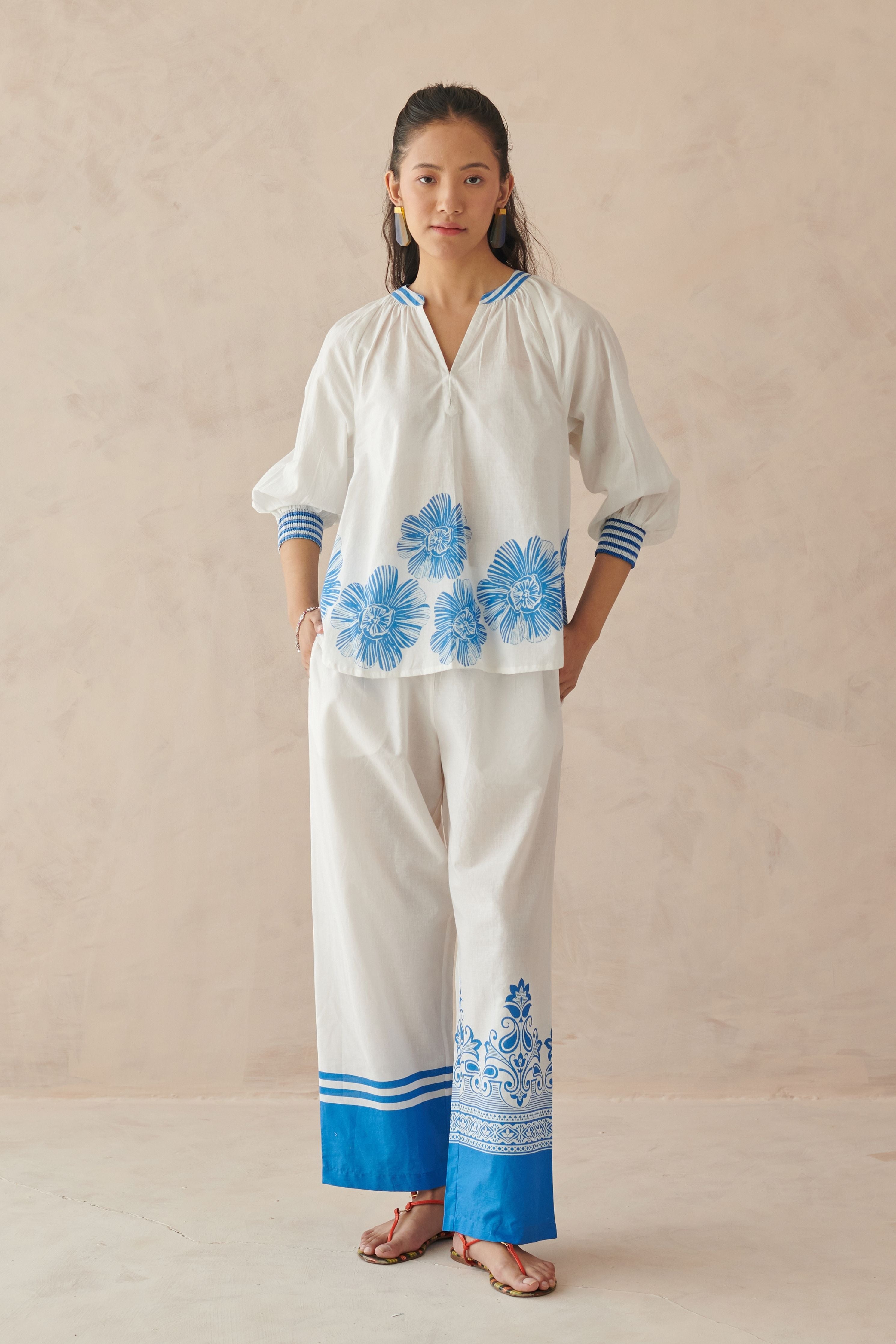 Vivia White Placement Border  Shirt