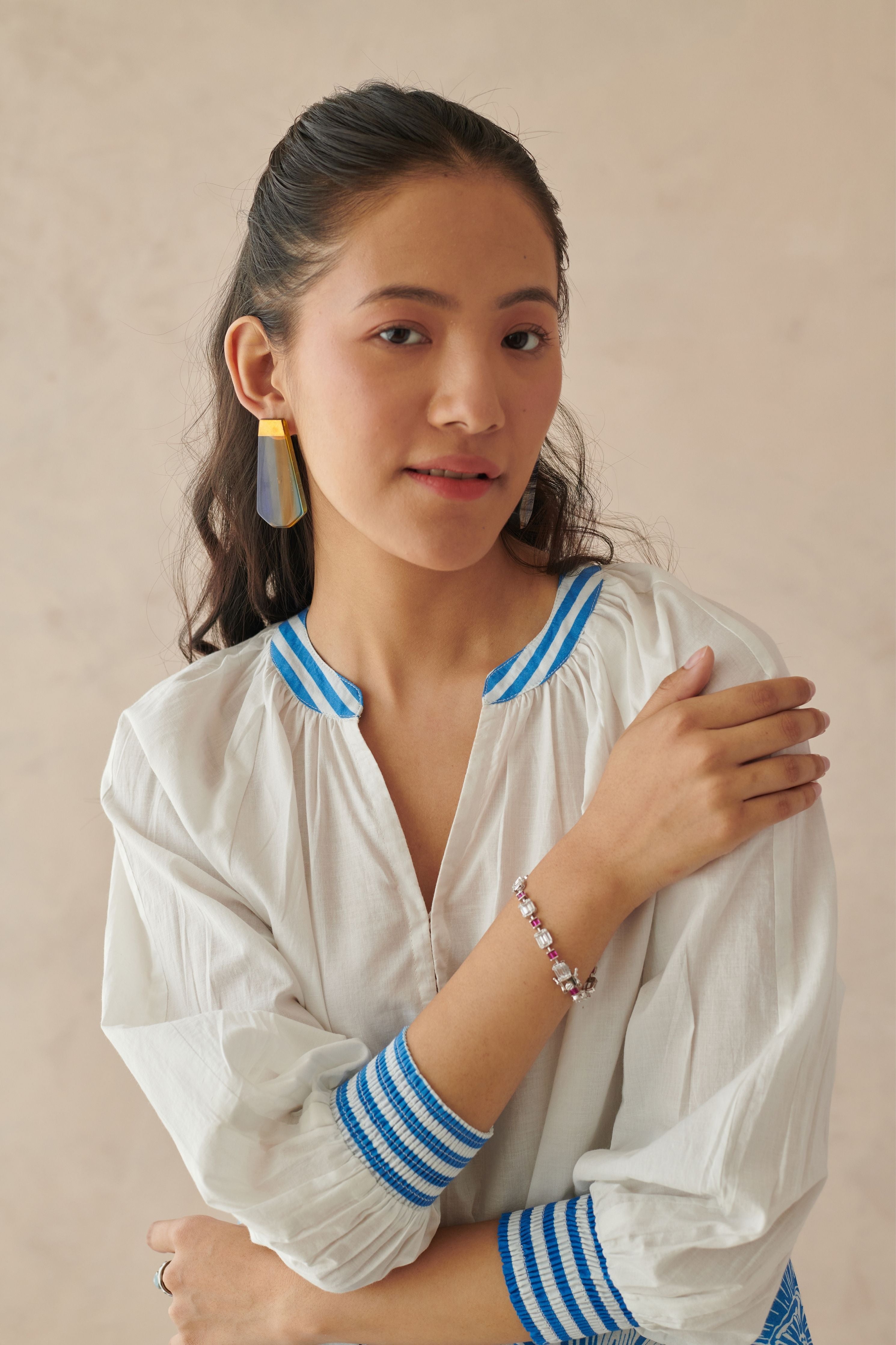 Vivia White Placement Border  Shirt