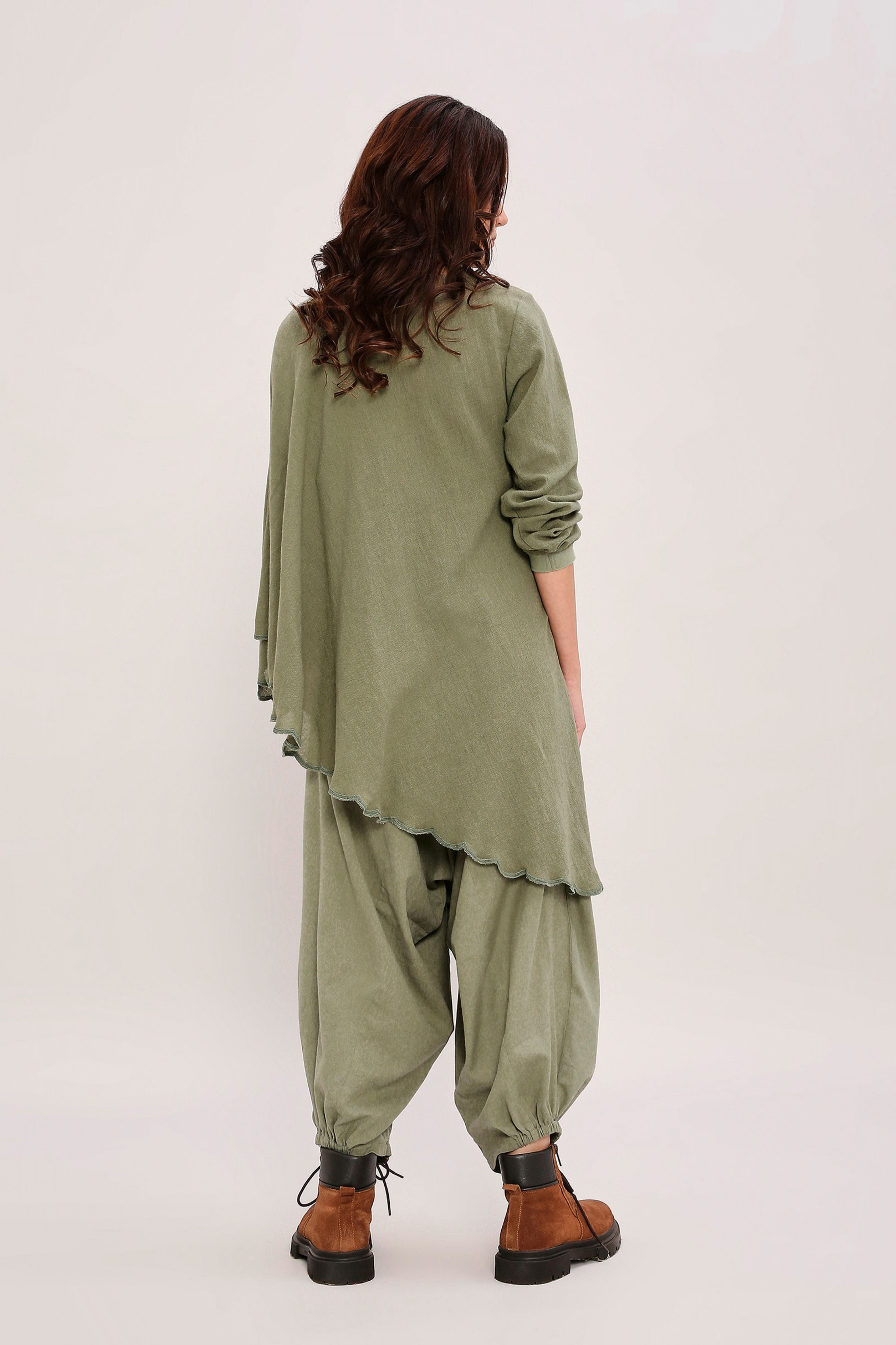Green Ribbed Scallop Tunic