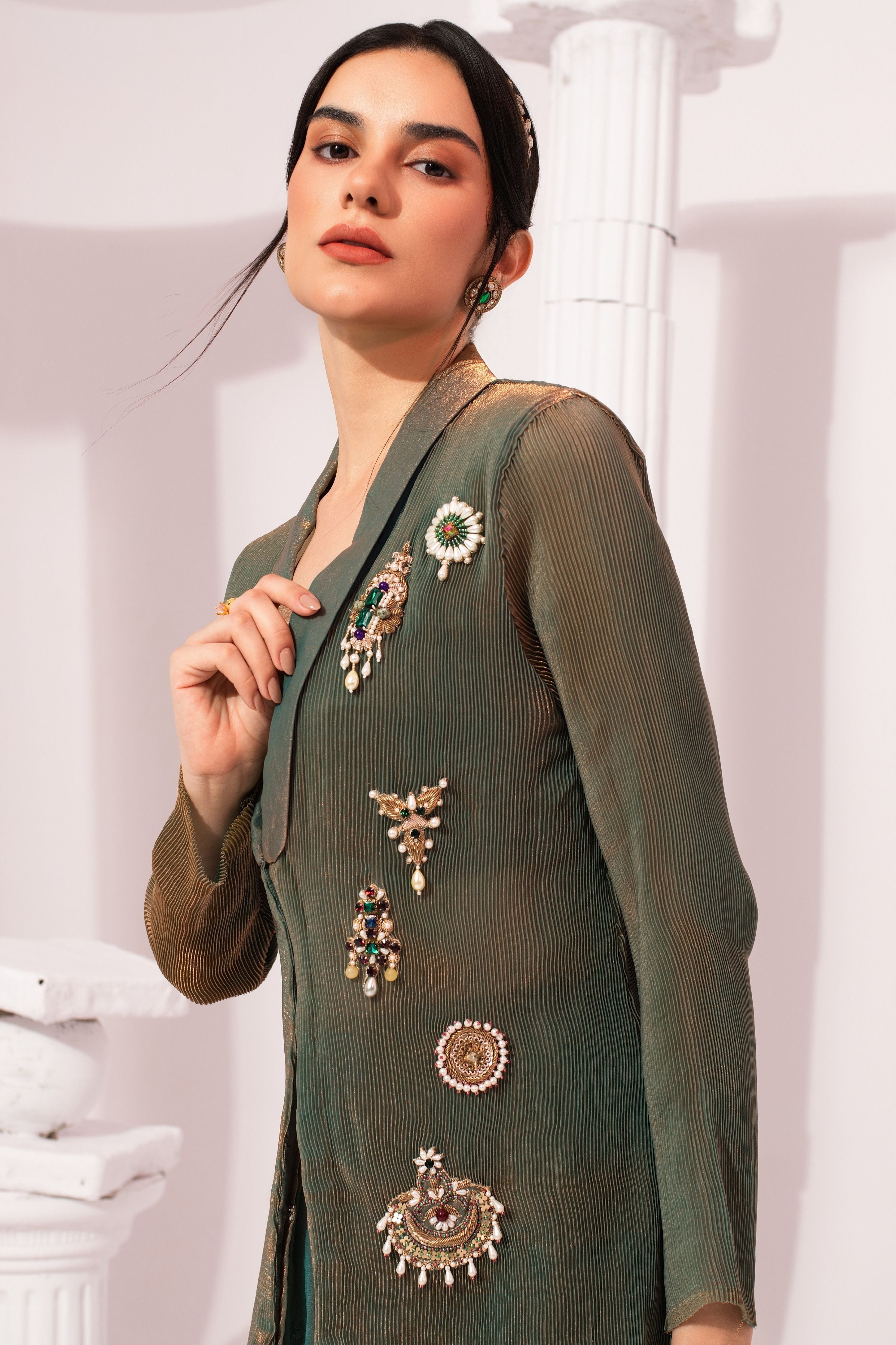 Metalic Moss Green Regal Jacket