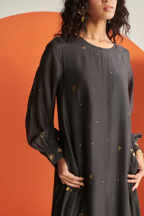 Celeste Black Cosmos High Low Dress