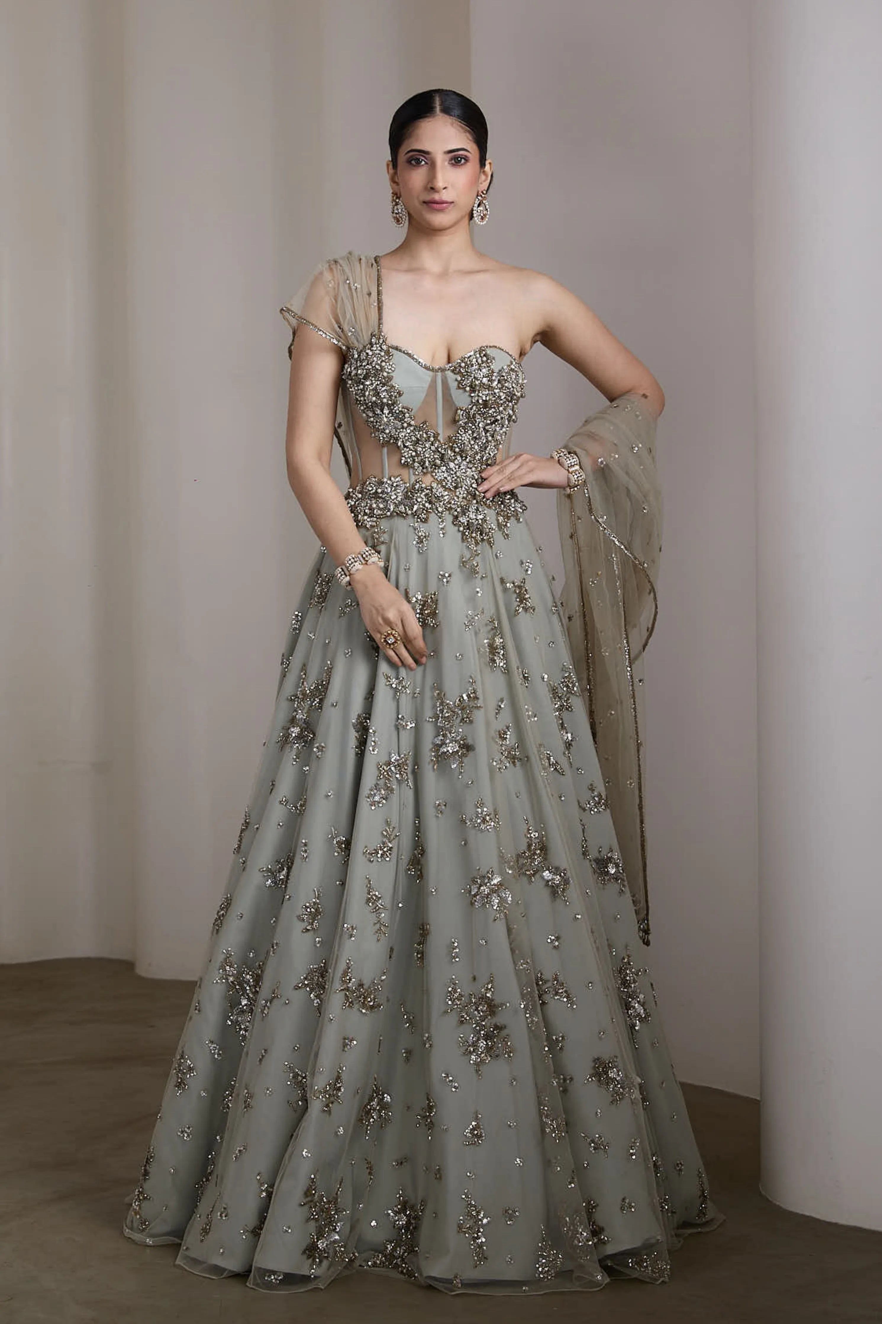 Grey Corset Fit Gown
