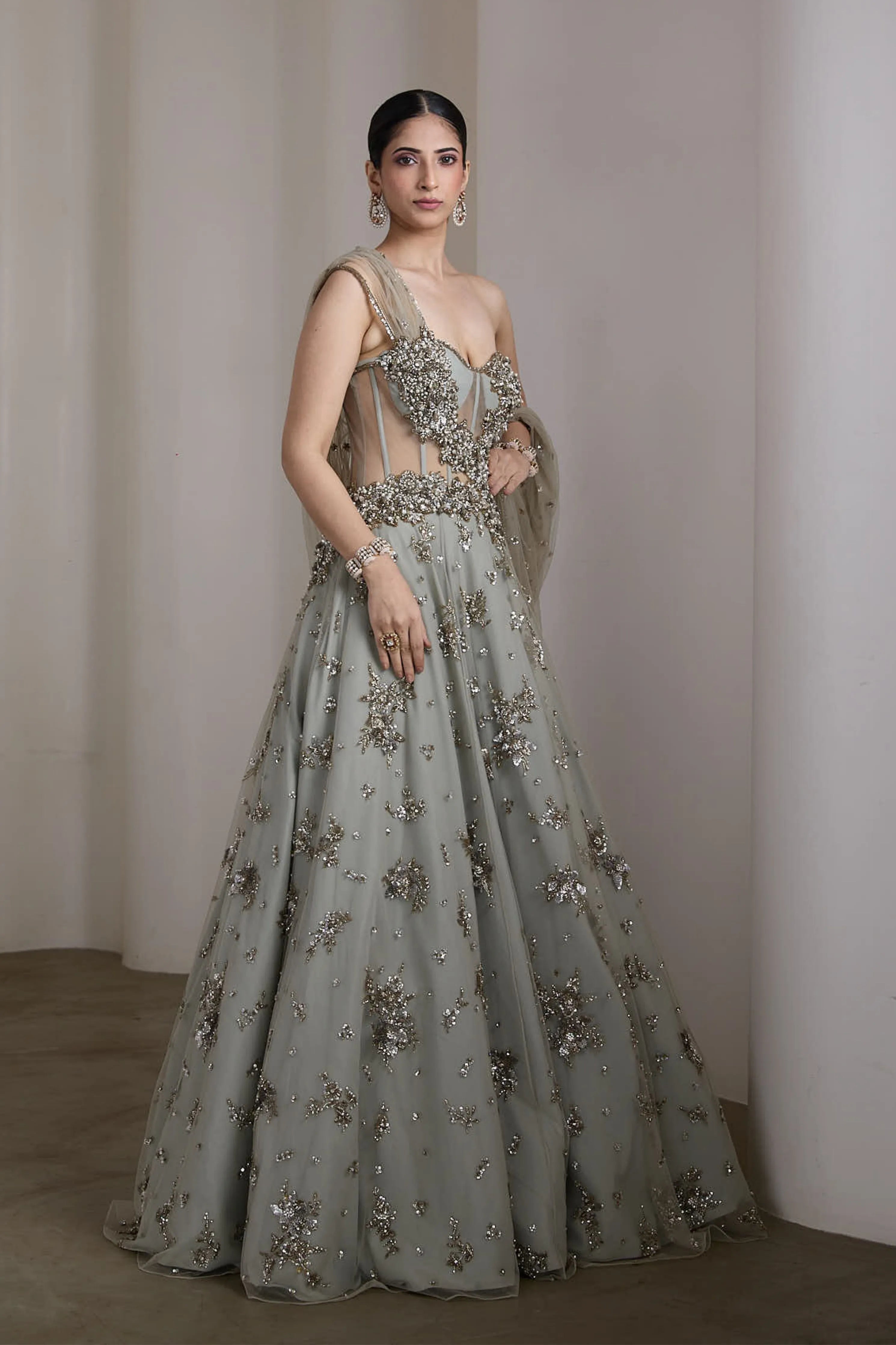 Grey Corset Fit Gown