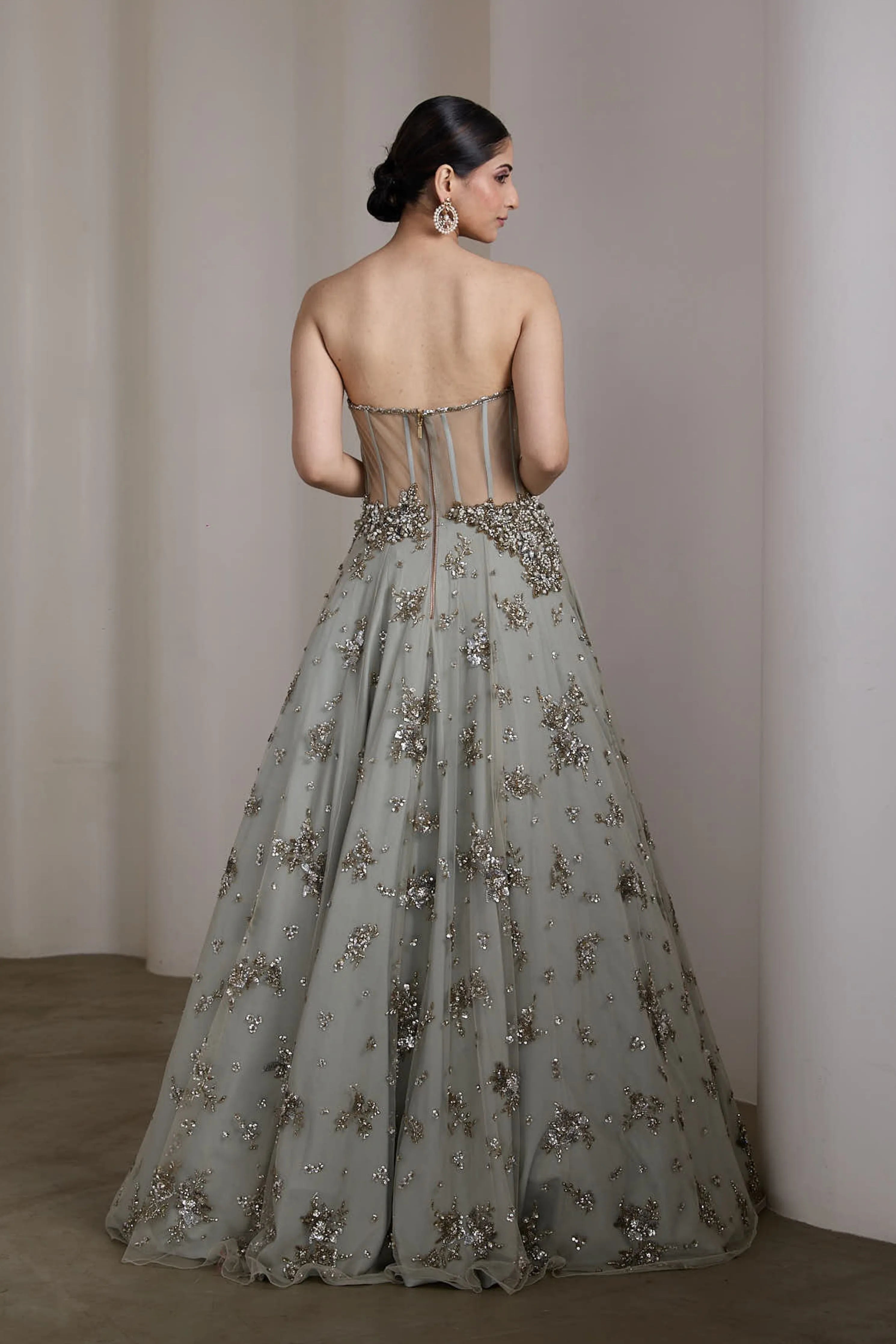 Grey Corset Fit Gown
