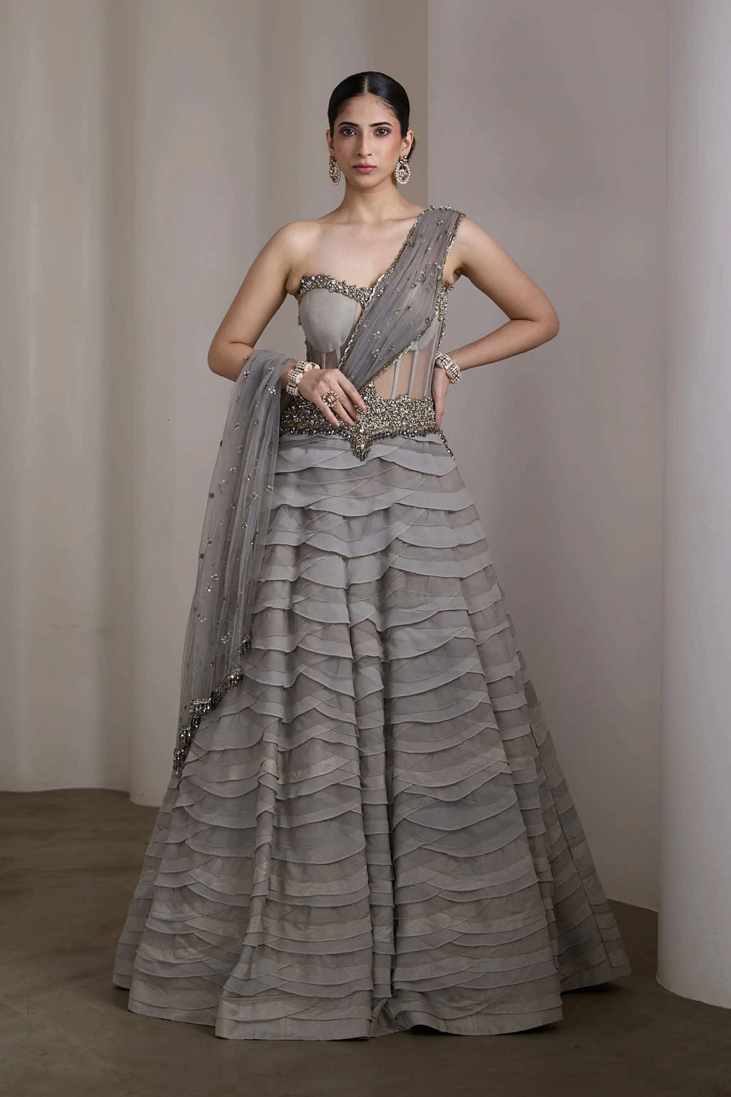 Grey Ruffled Gown