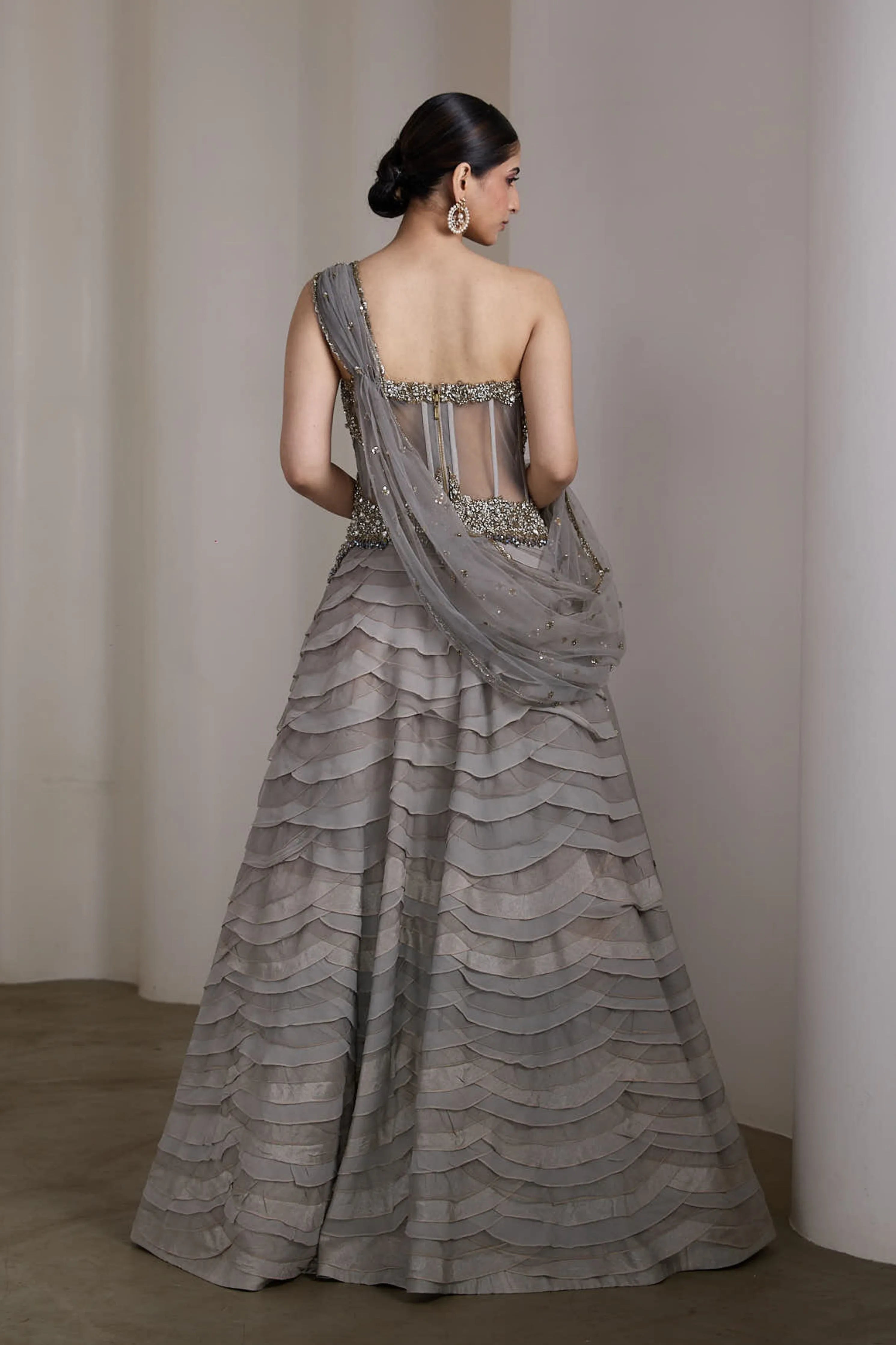 Grey Ruffled Gown