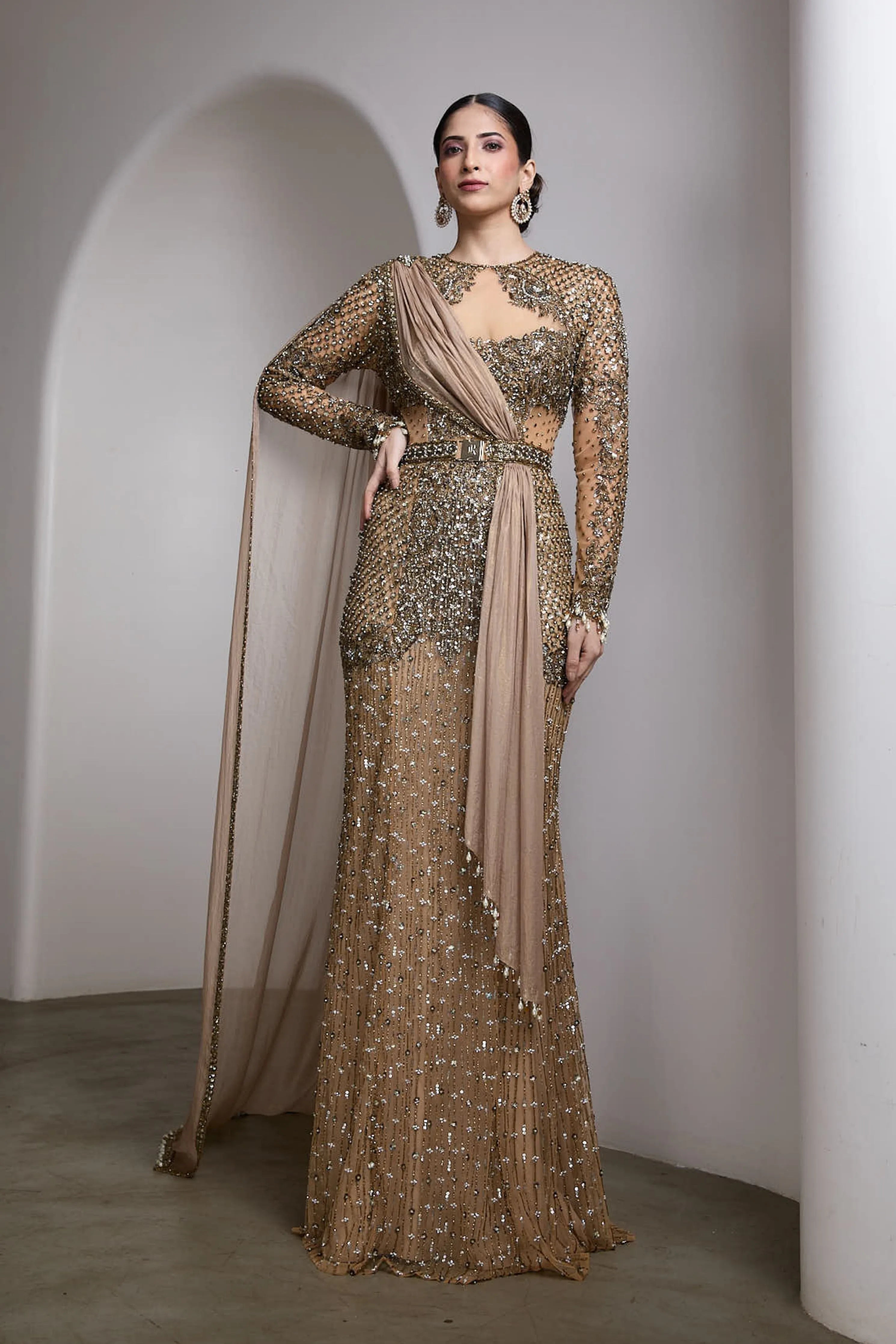 Full Sleeve Embroidered Gown