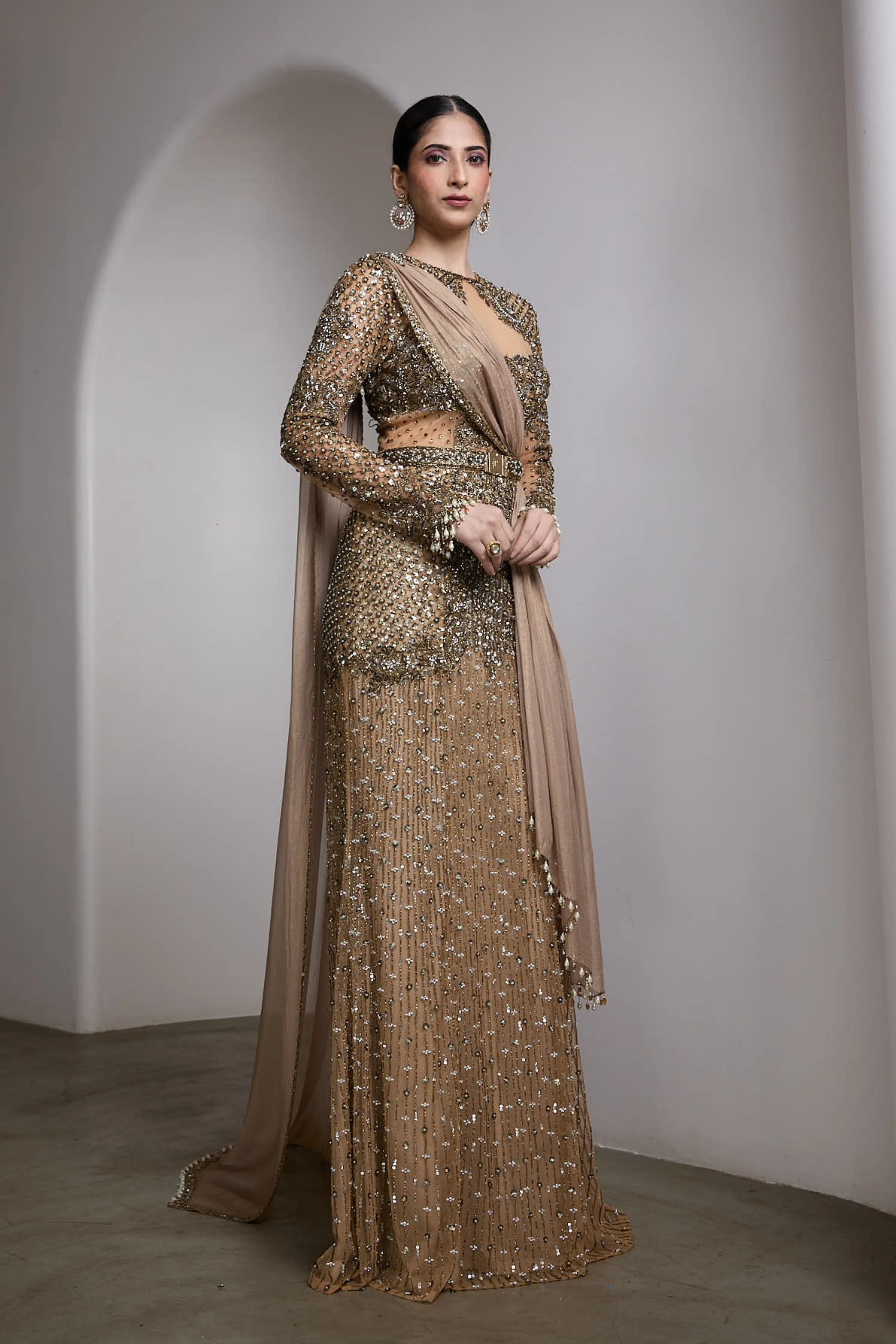 Full Sleeve Embroidered Gown