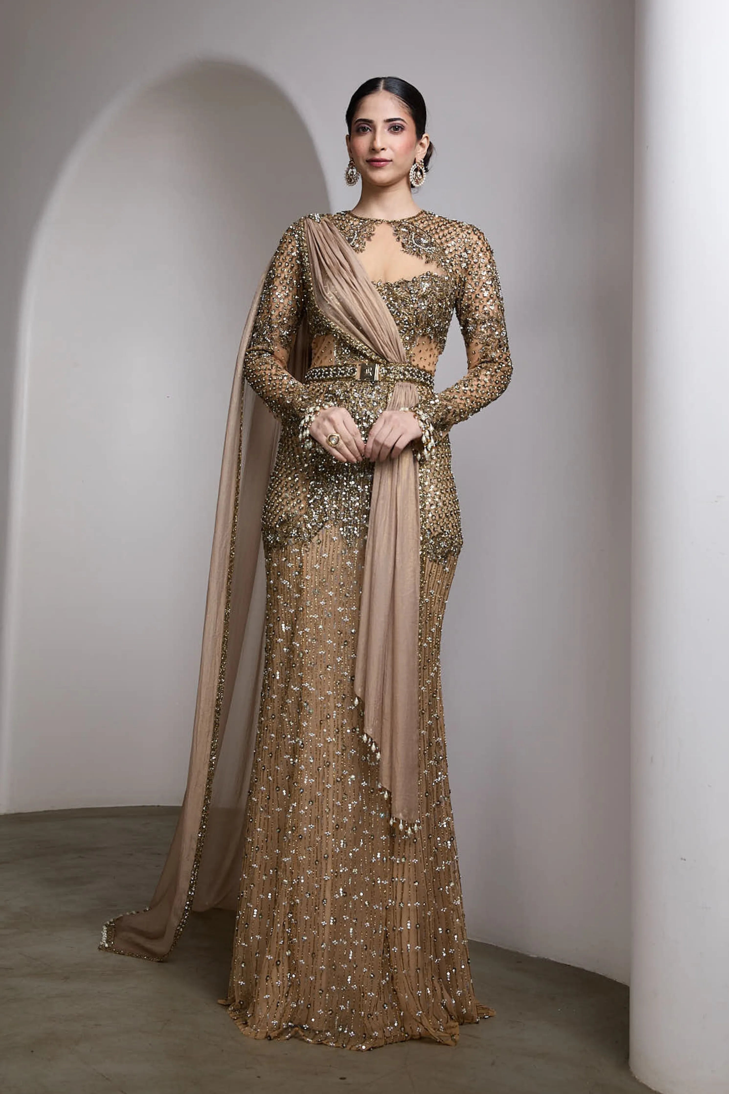 Full Sleeve Embroidered Gown