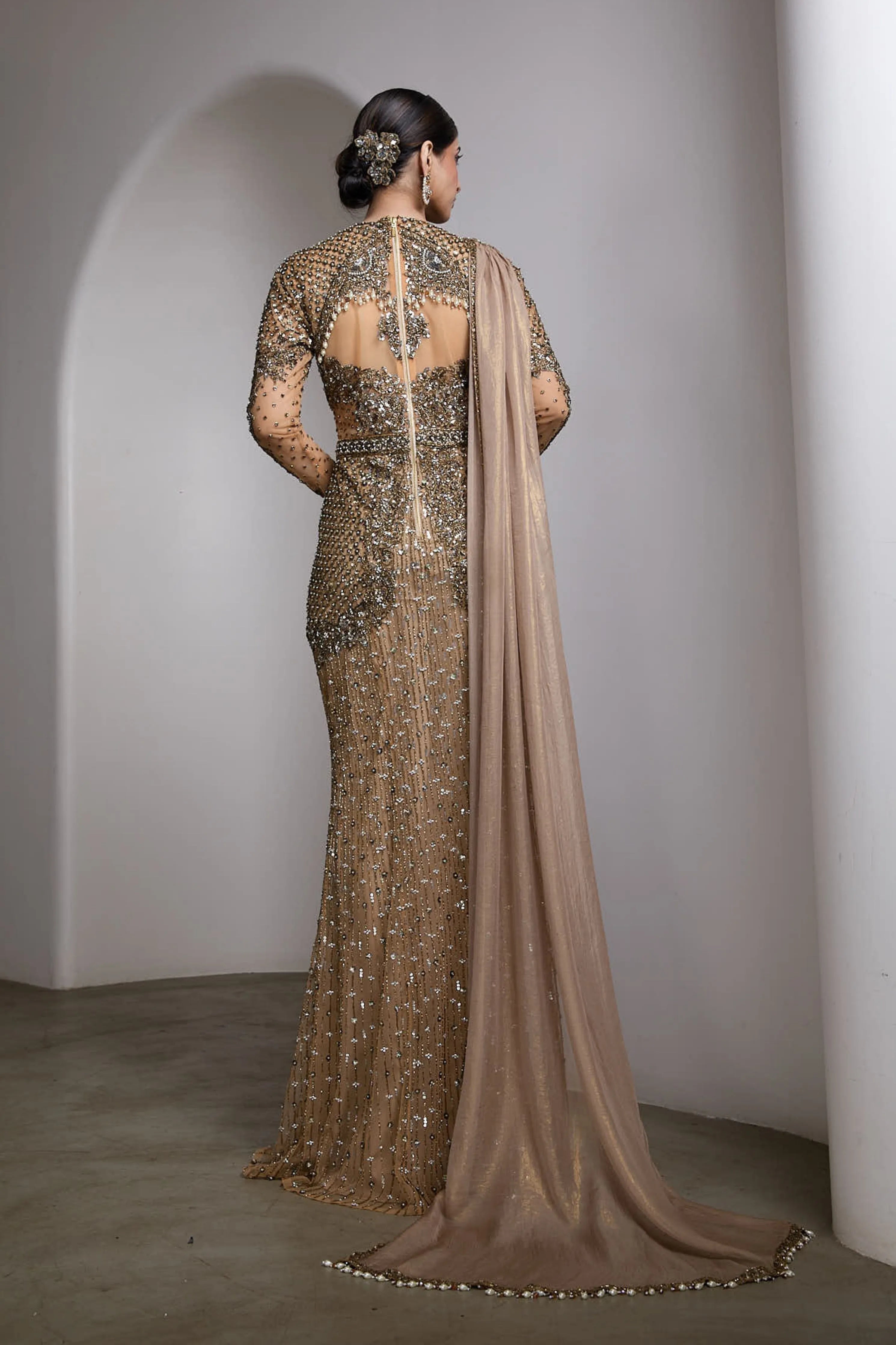 Full Sleeve Embroidered Gown