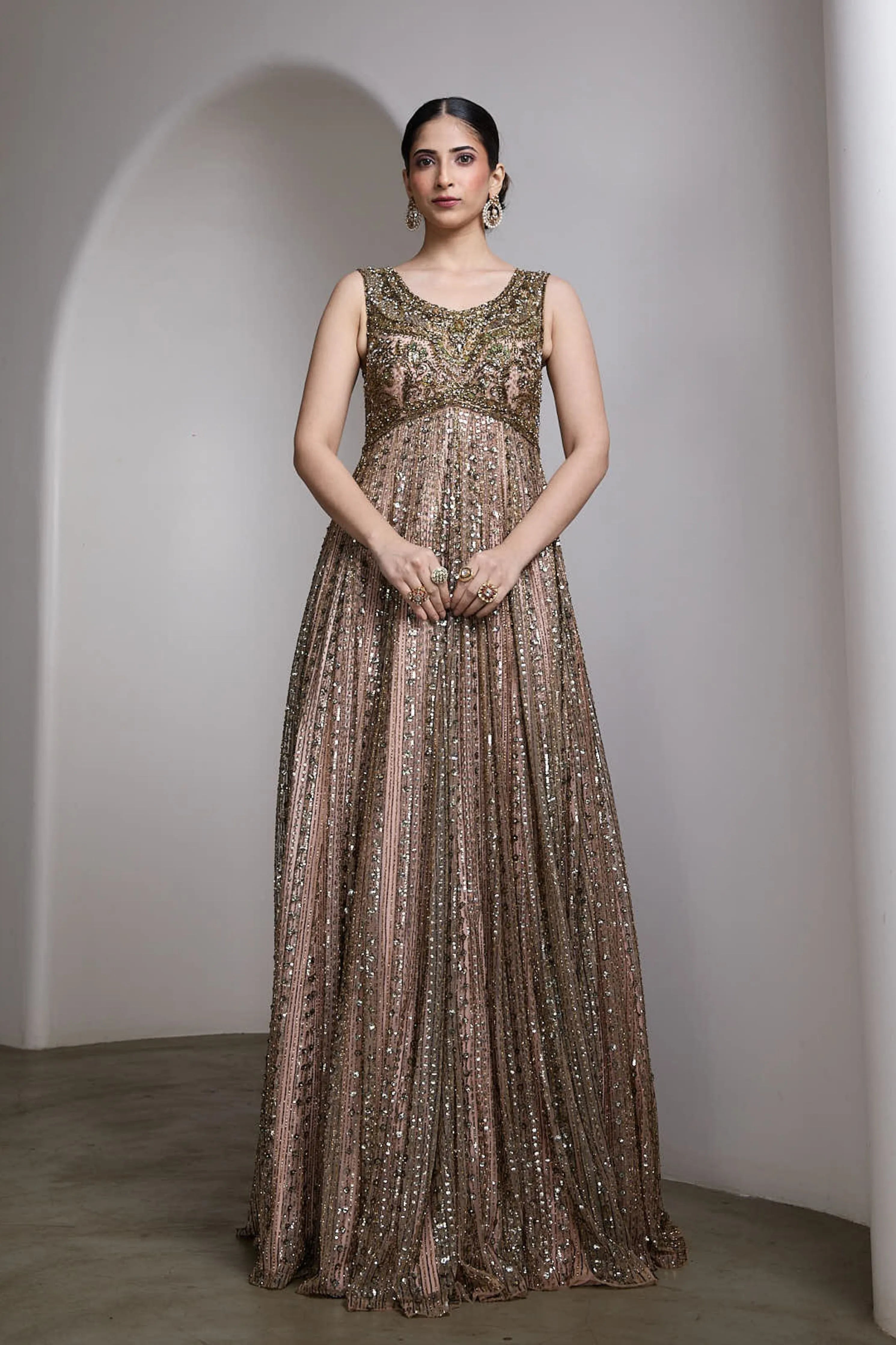 Full Sleeve Embroidered Gown