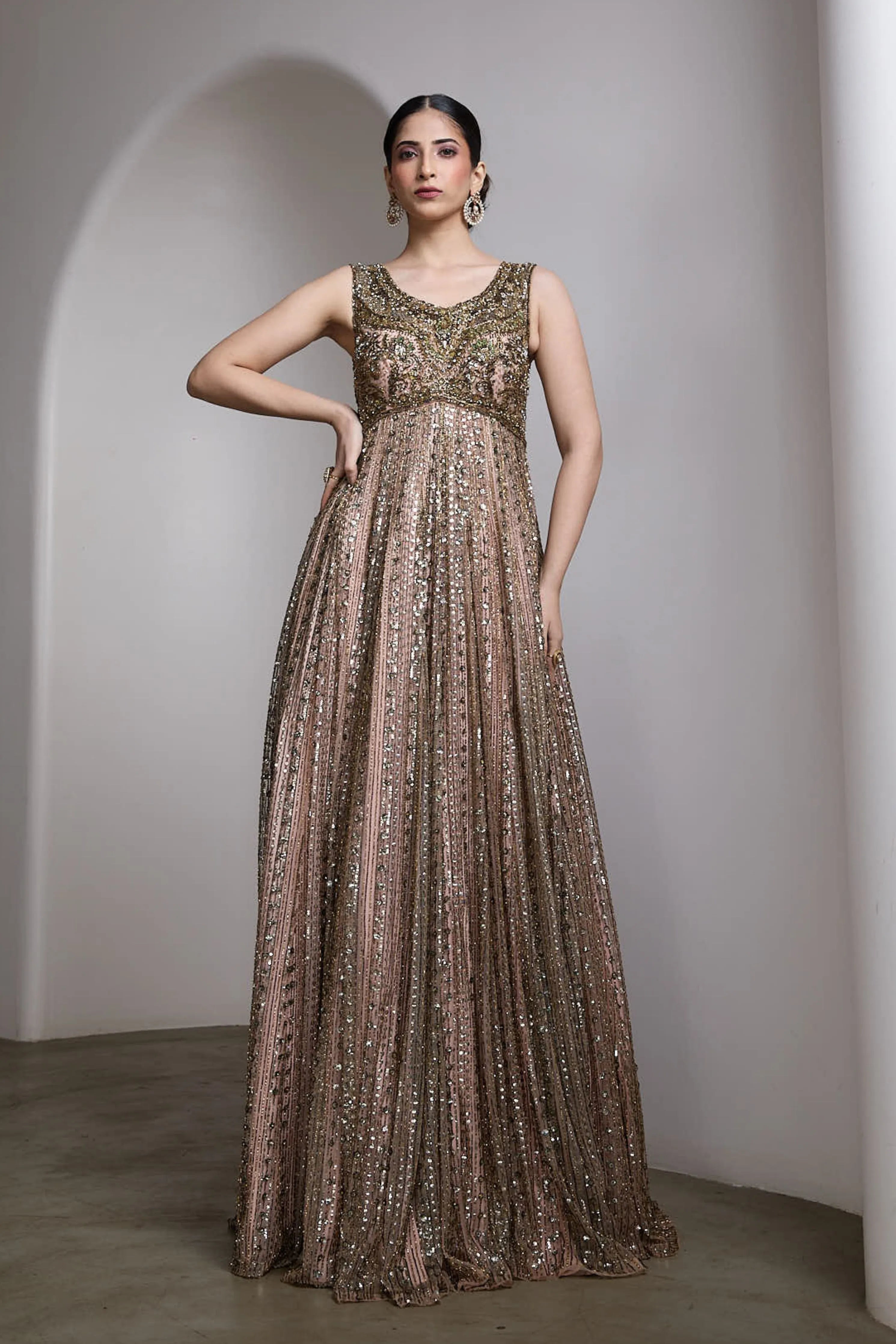 Full Sleeve Embroidered Gown