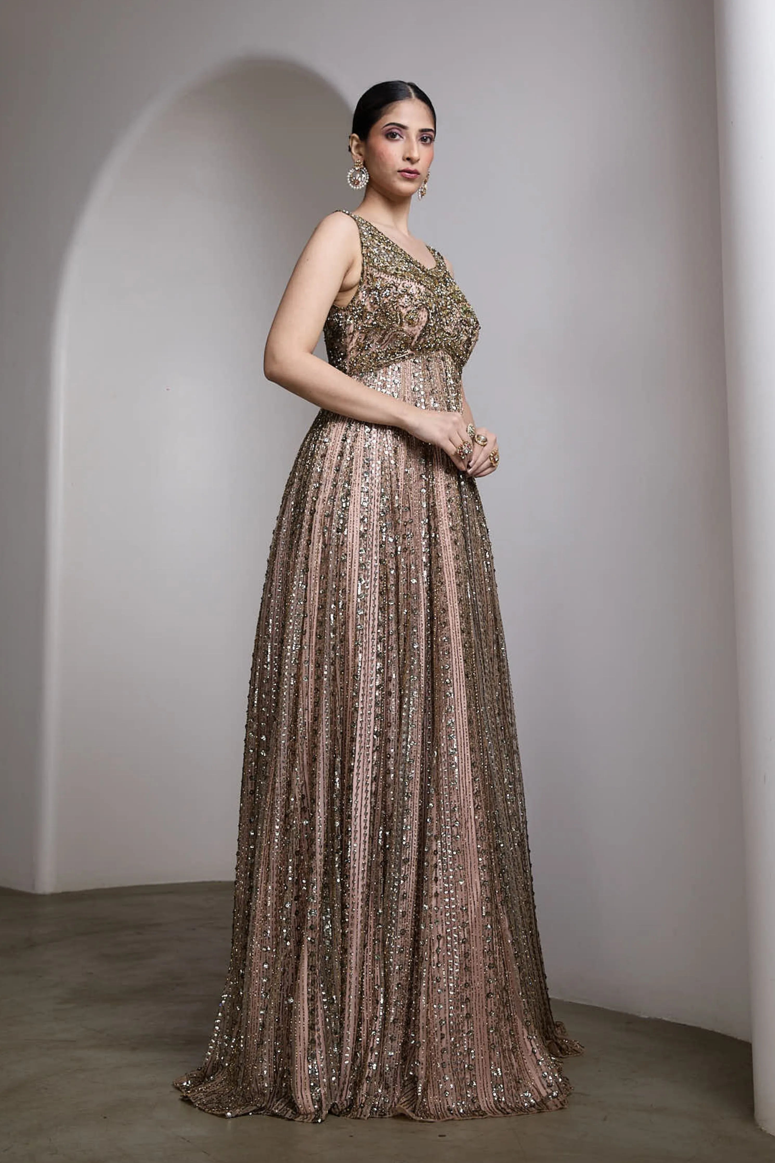 Full Sleeve Embroidered Gown