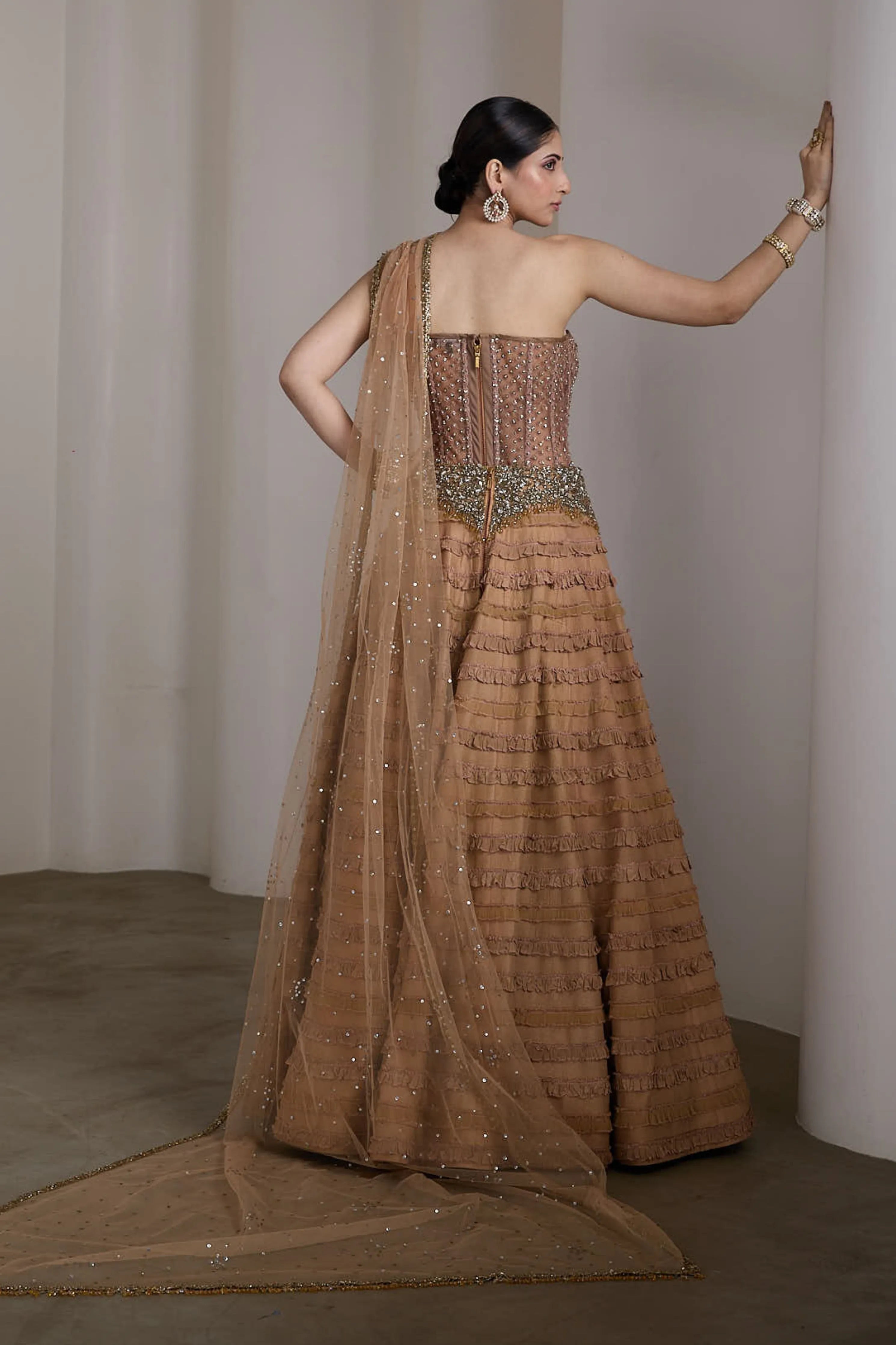 Nude Ruffle Lehenga Set
