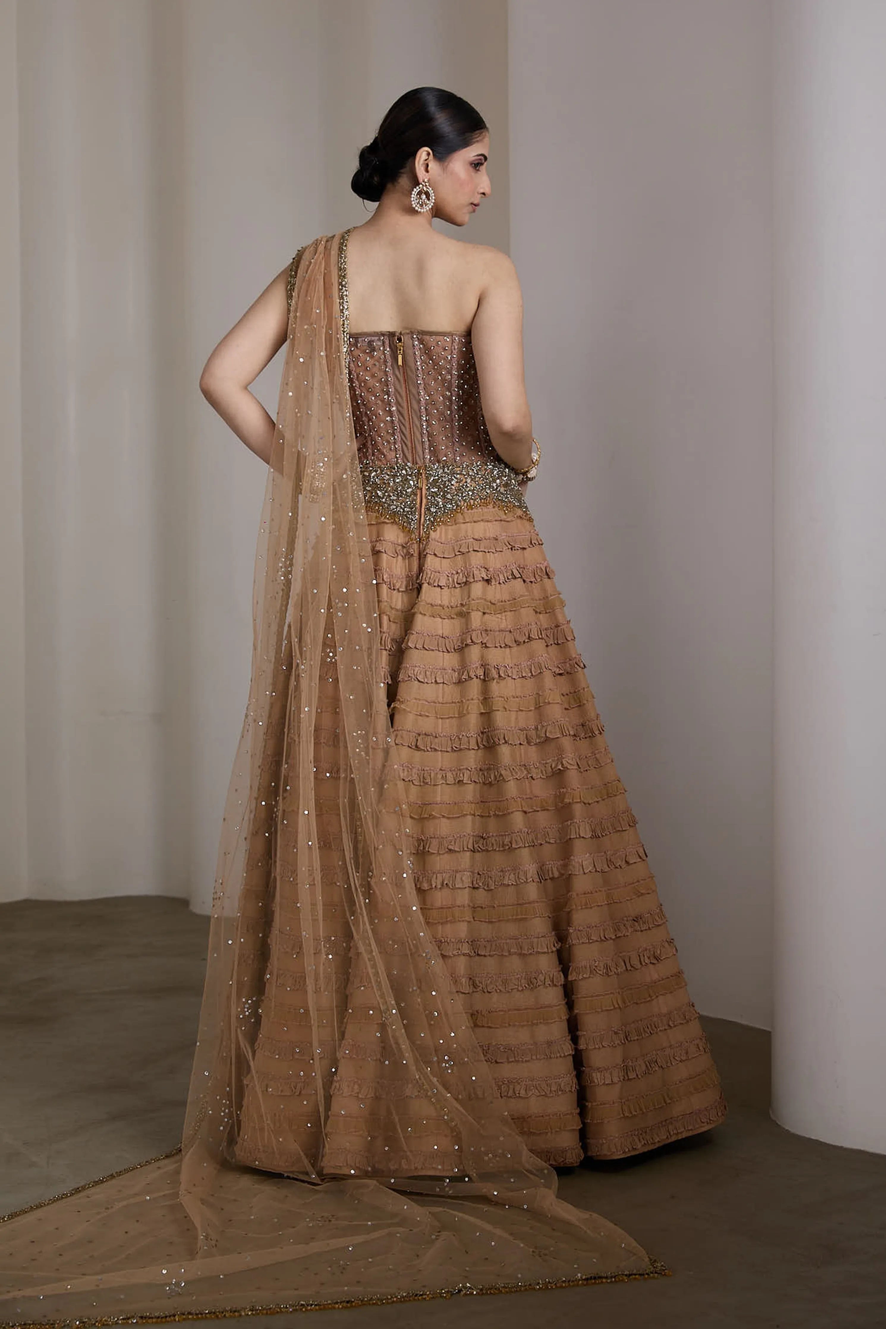 Nude Ruffle Lehenga Set