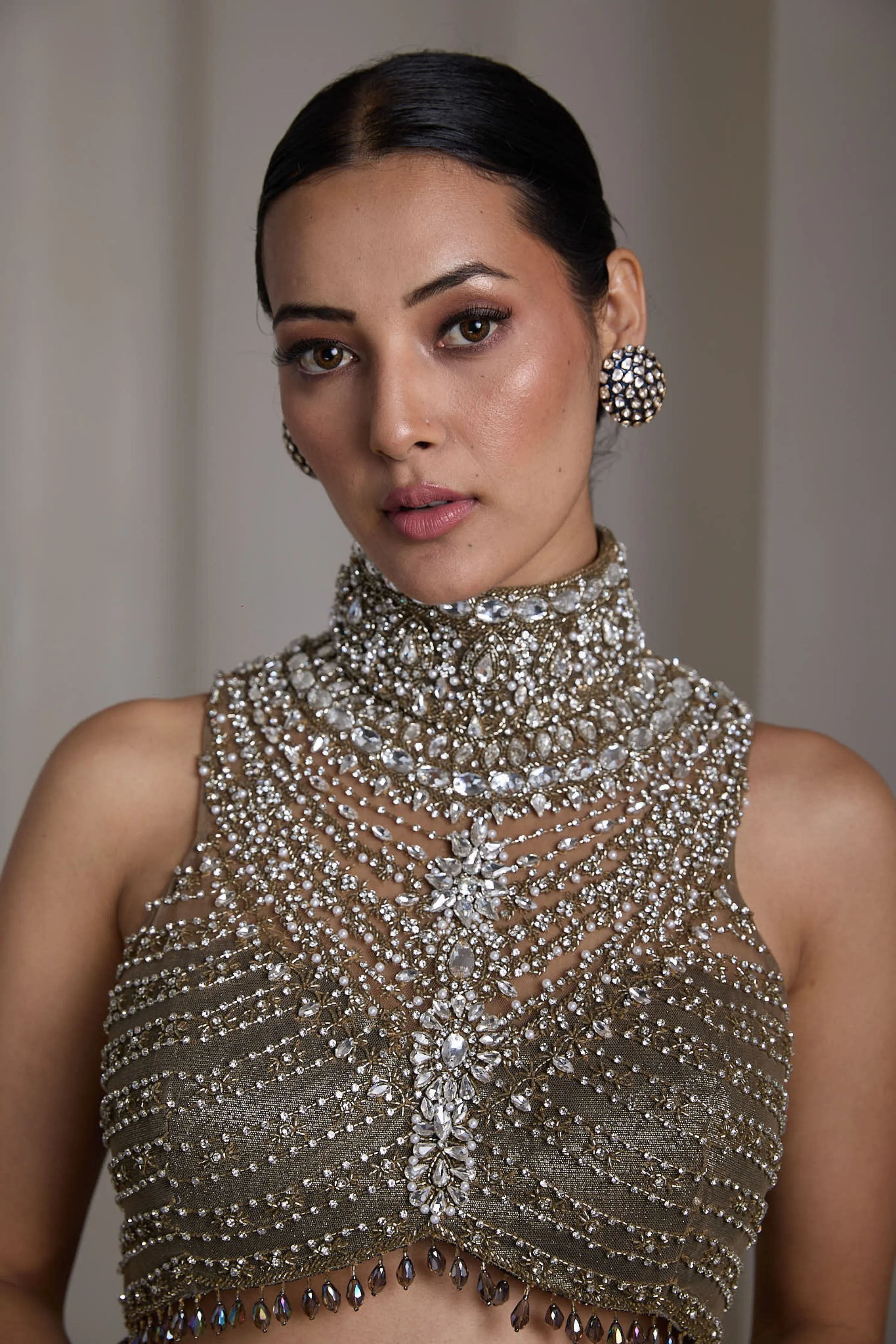 Olive Ruffle Lehenga Set
