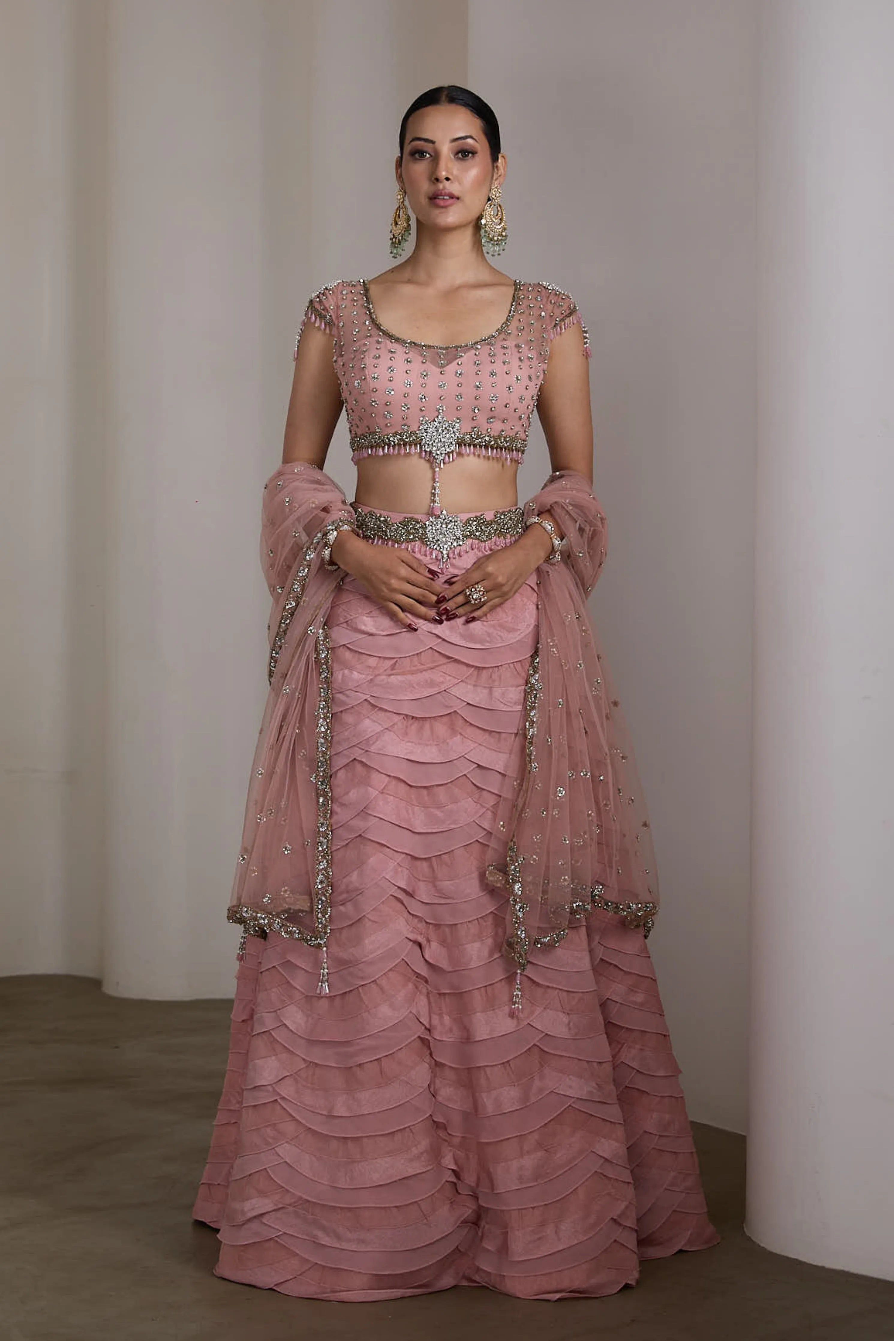 Pink Ruffle Lehenga Set