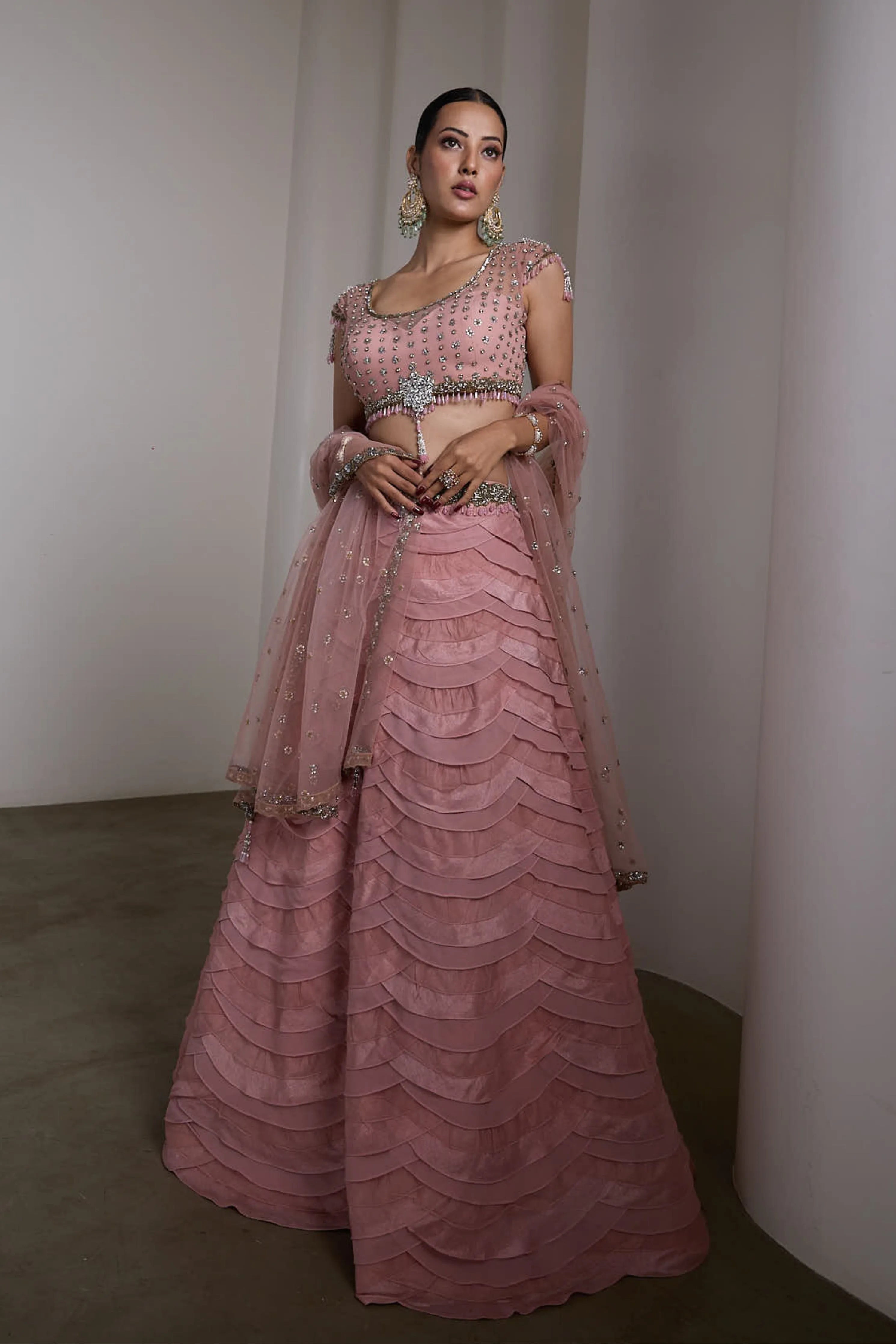 Pink Ruffle Lehenga Set