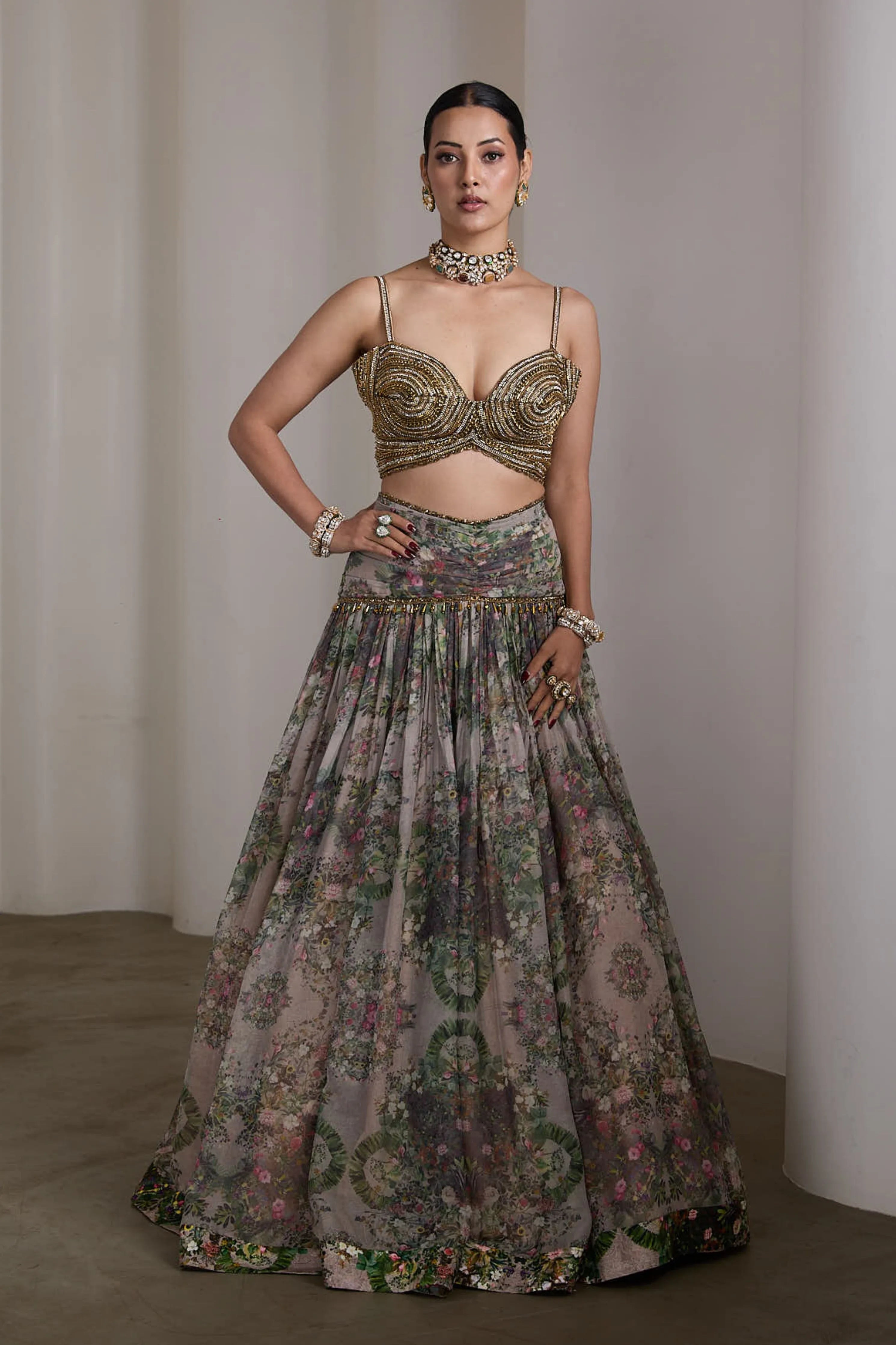 Paisley Beige Lehenga Set