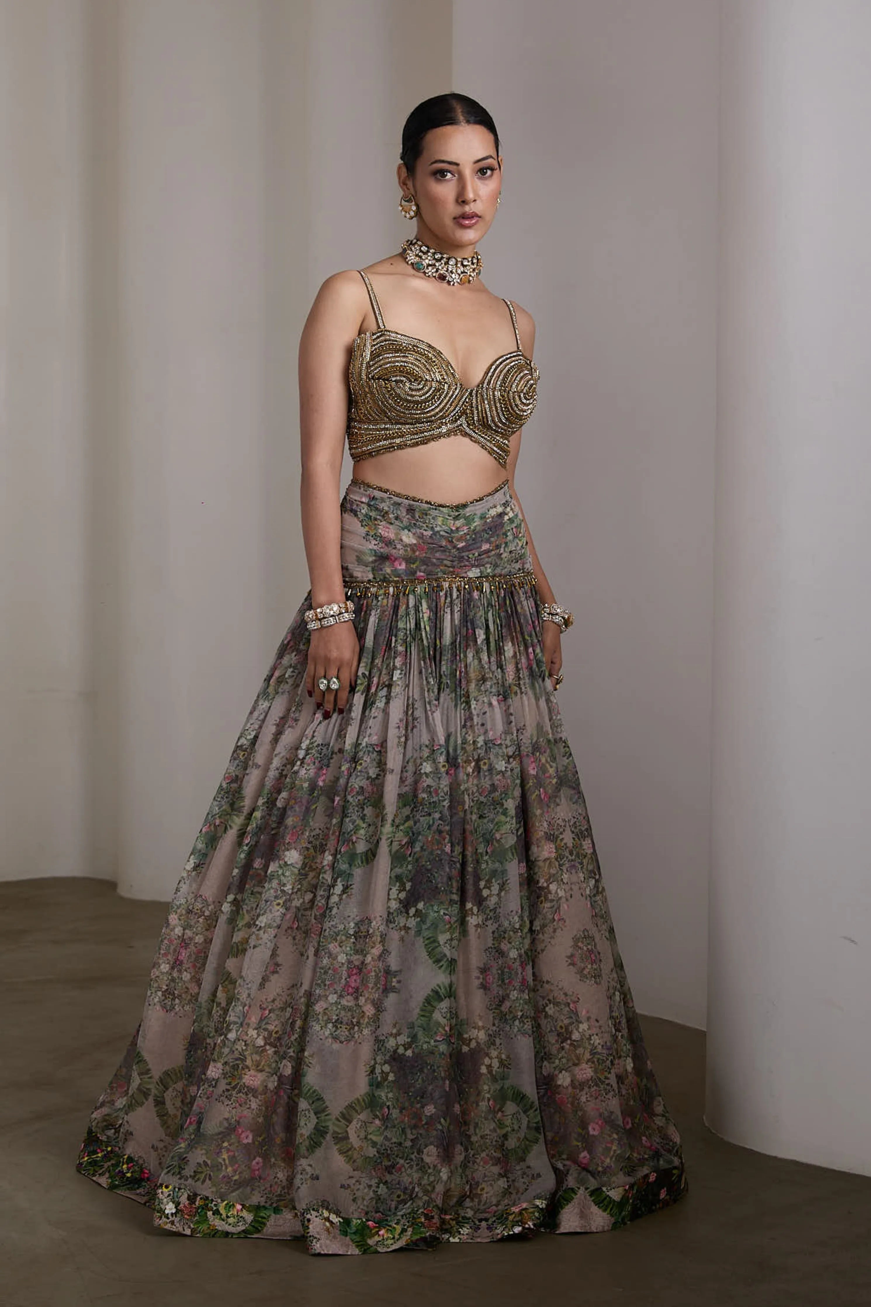 Paisley Beige Lehenga Set