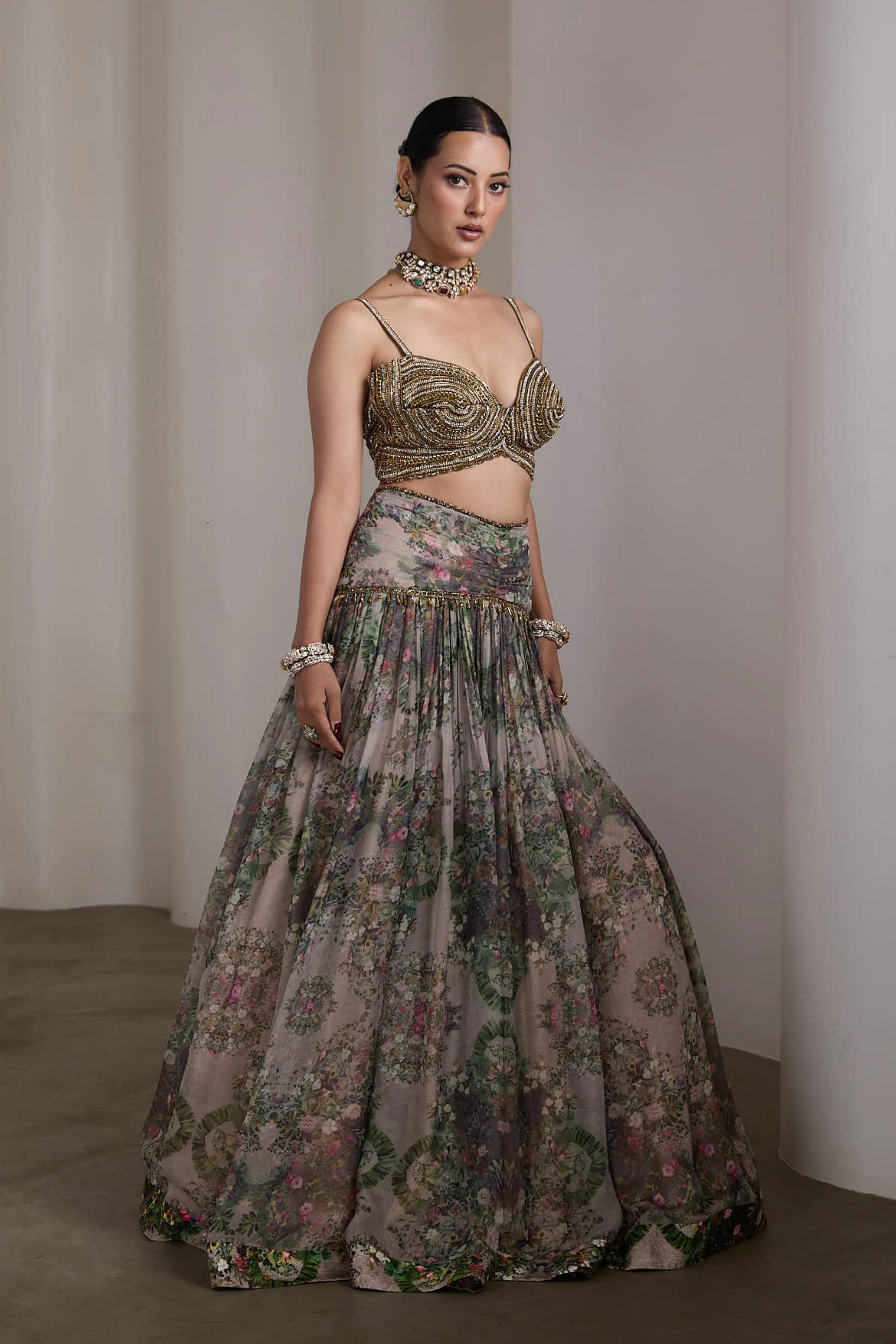 Paisley Beige Lehenga Set
