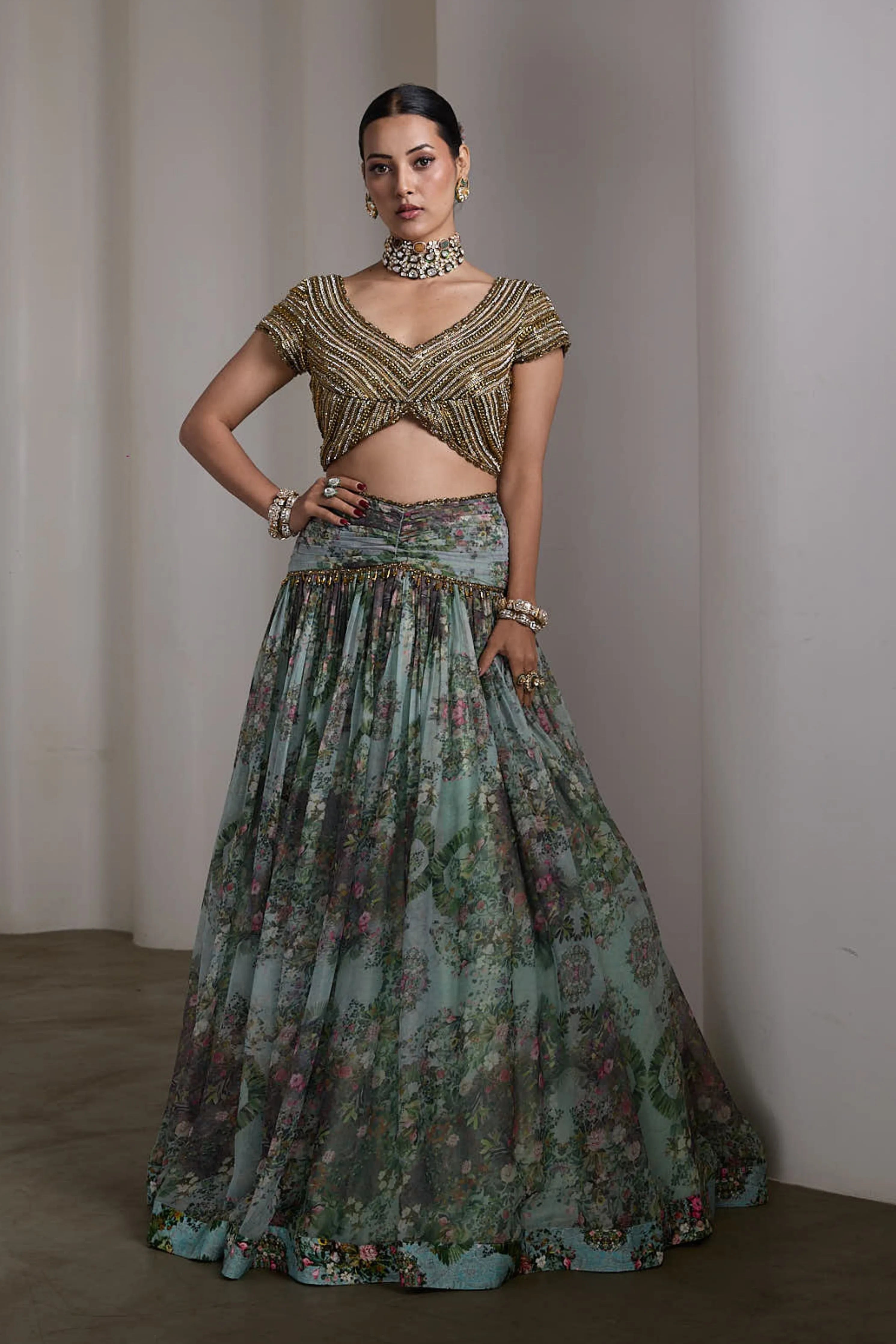 Paisley Ice Blue Lehenga Set