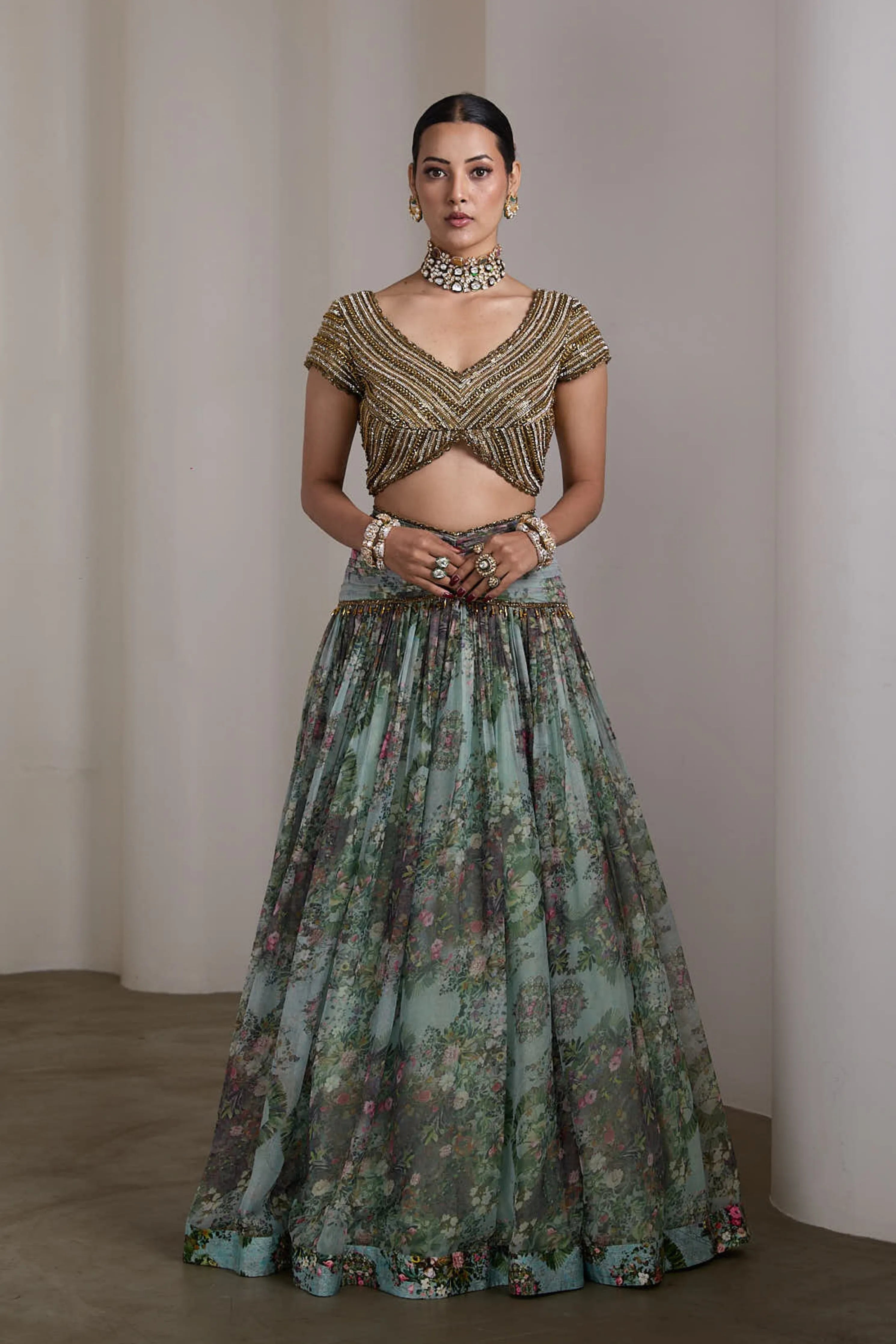 Paisley Ice Blue Lehenga Set