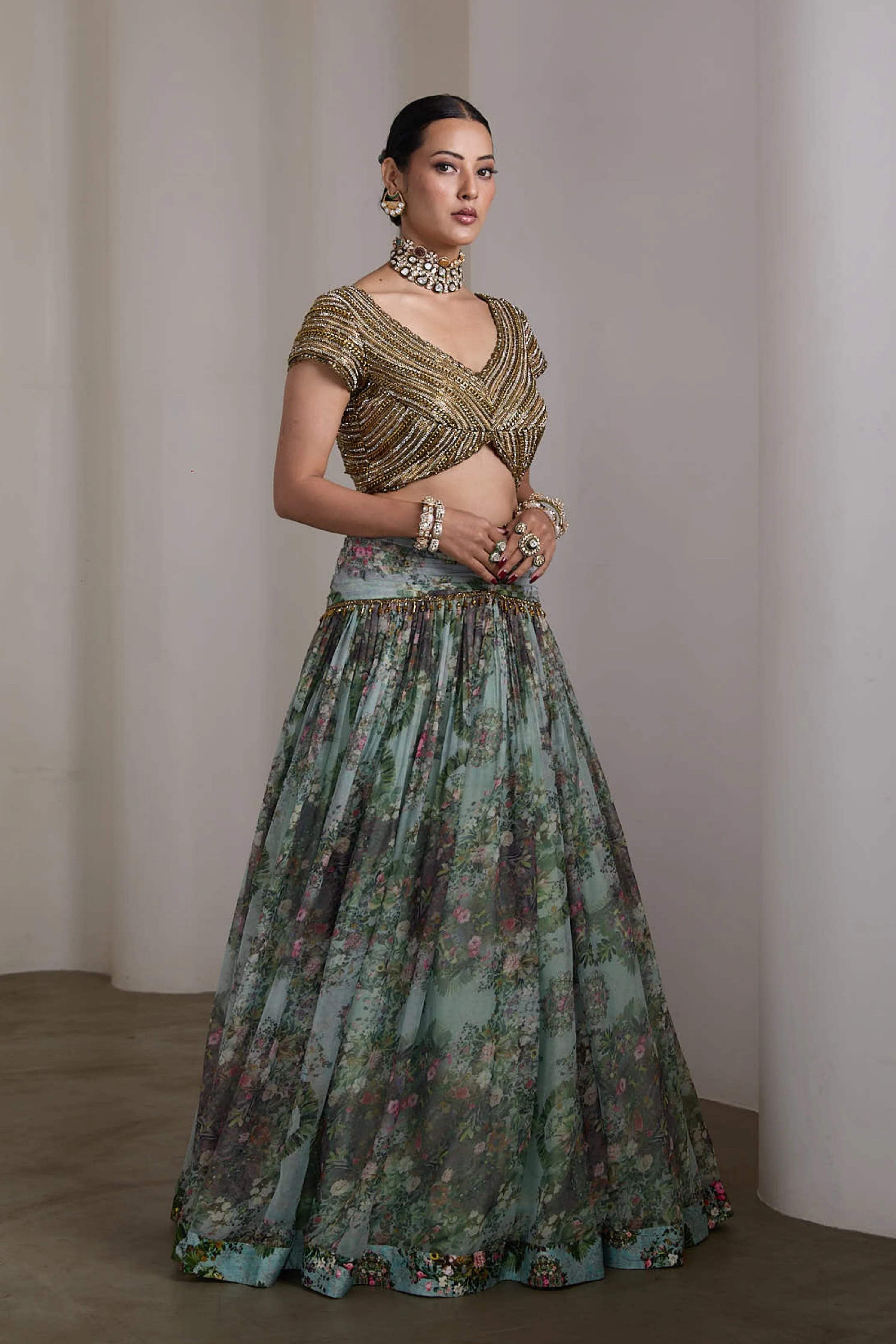 Paisley Ice Blue Lehenga Set