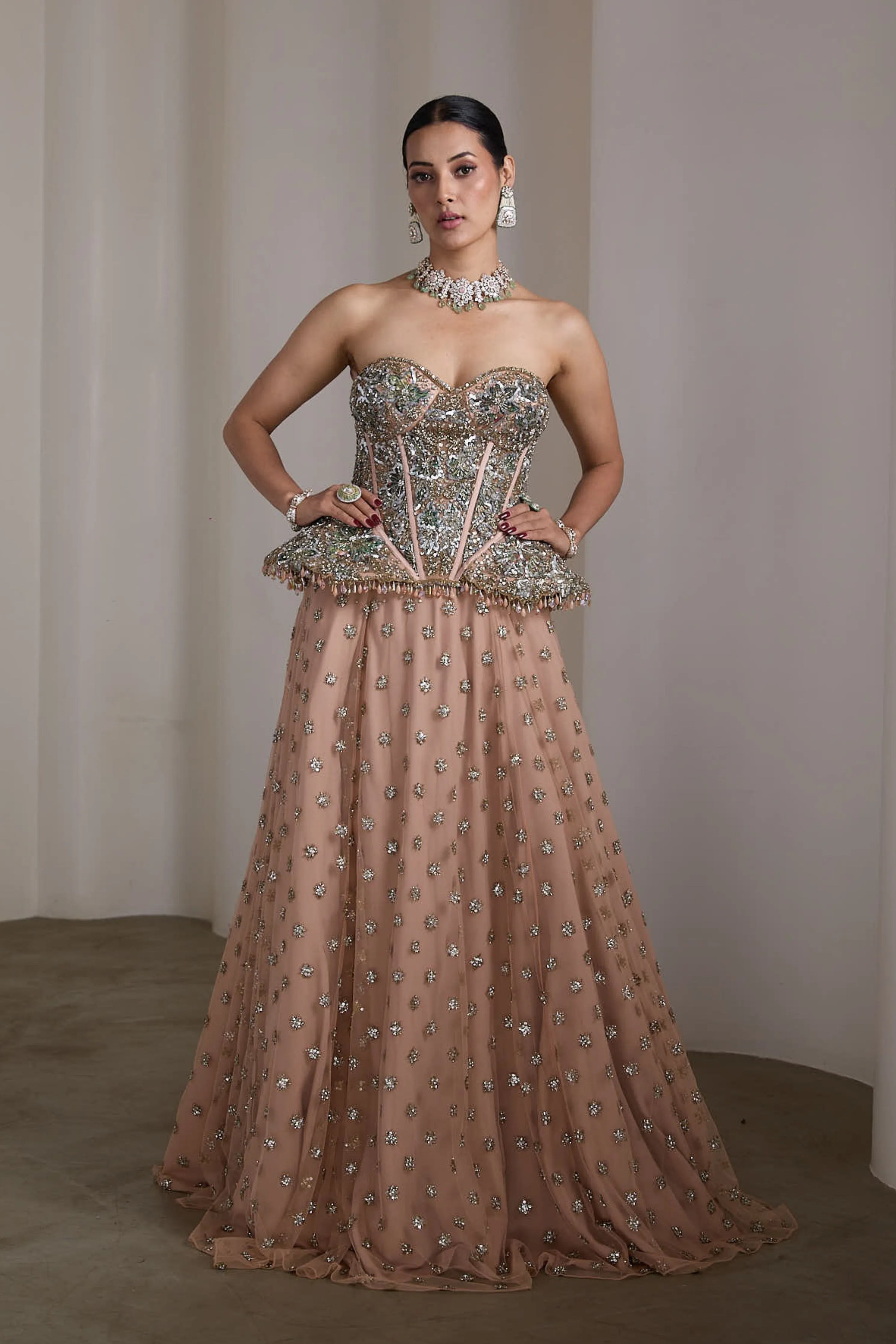 Pink Corset Fit Lehenga Set