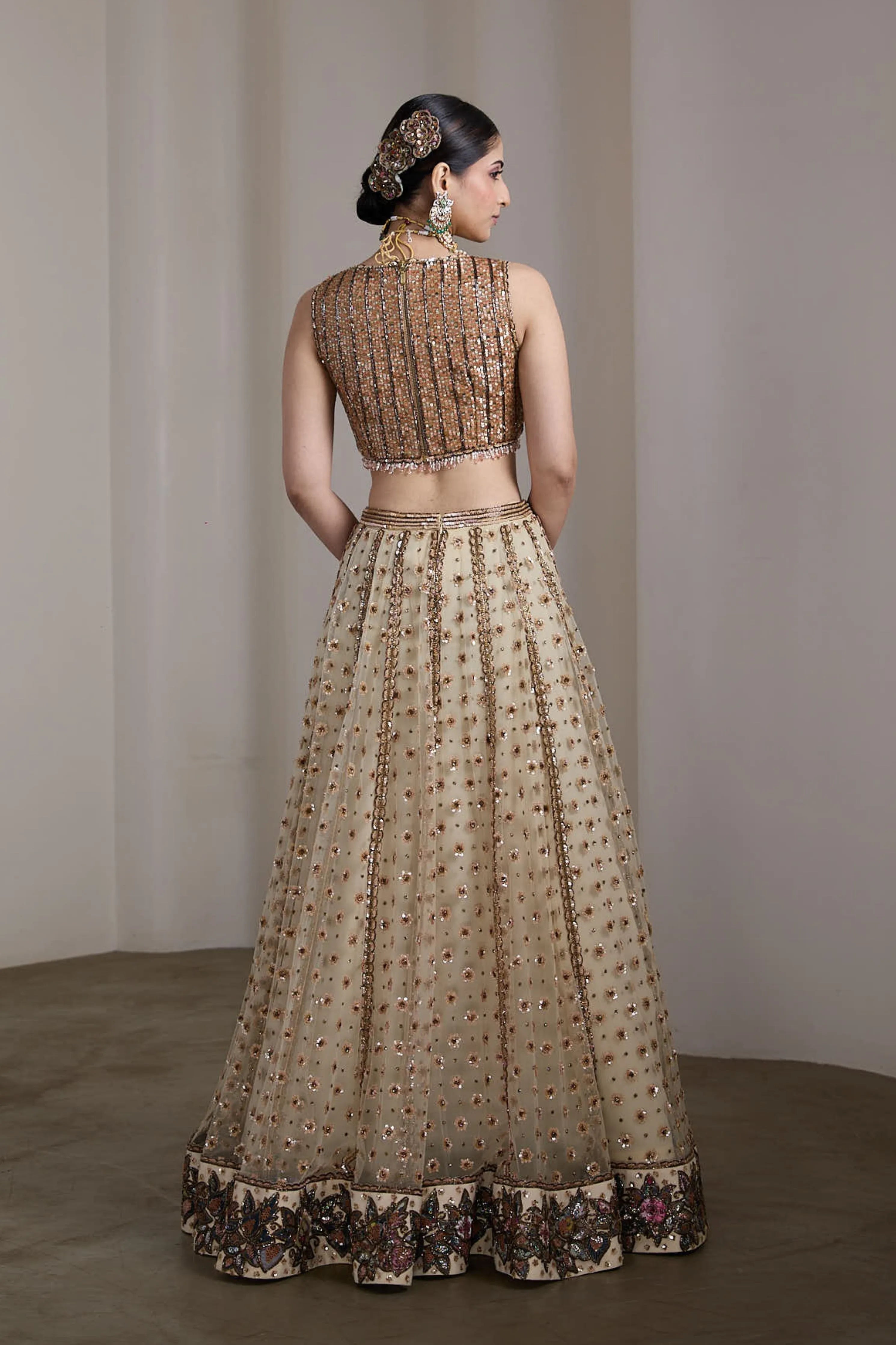 Ivory And Gold Lehenga Set