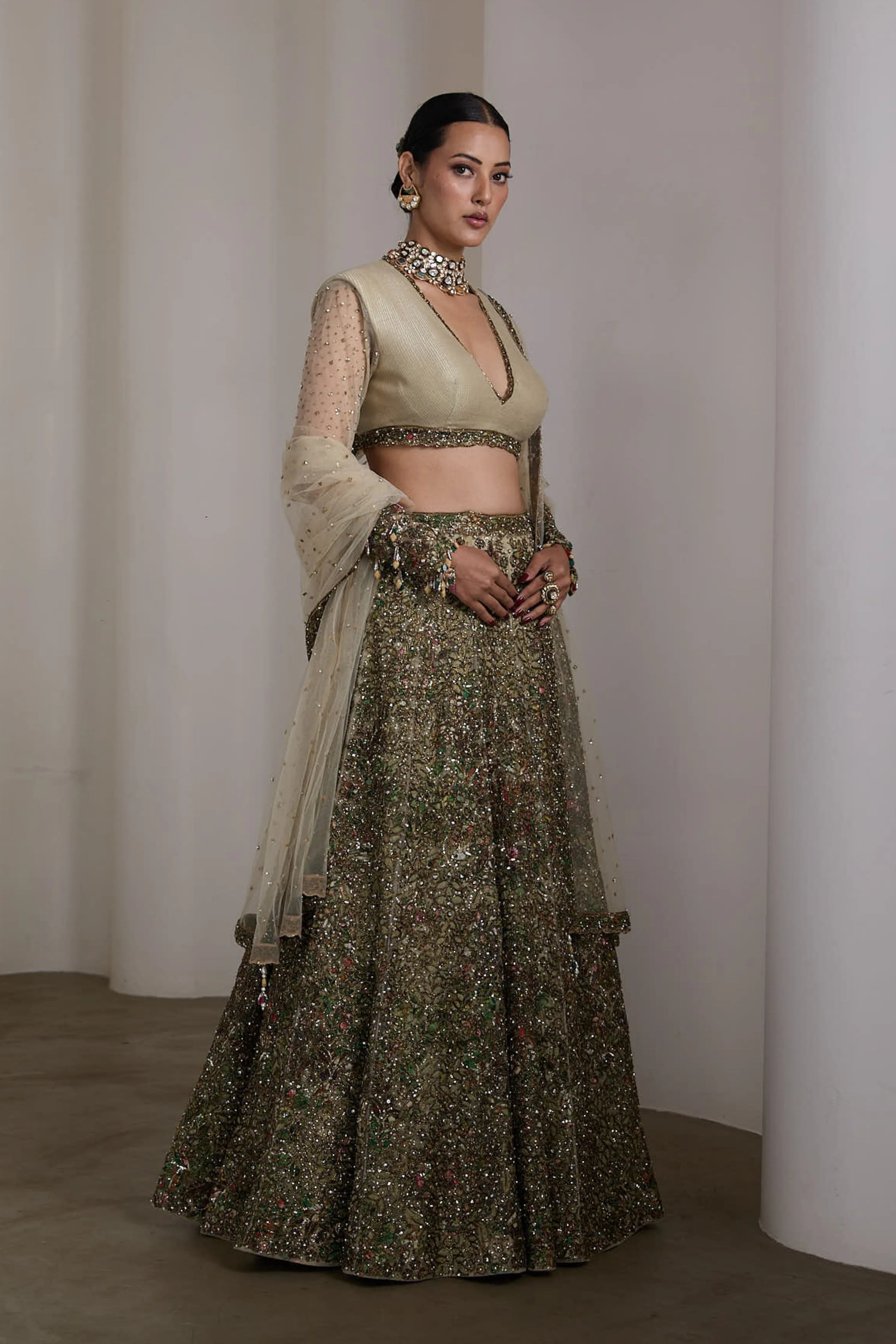 Ivory Patchwork Lehenga Set