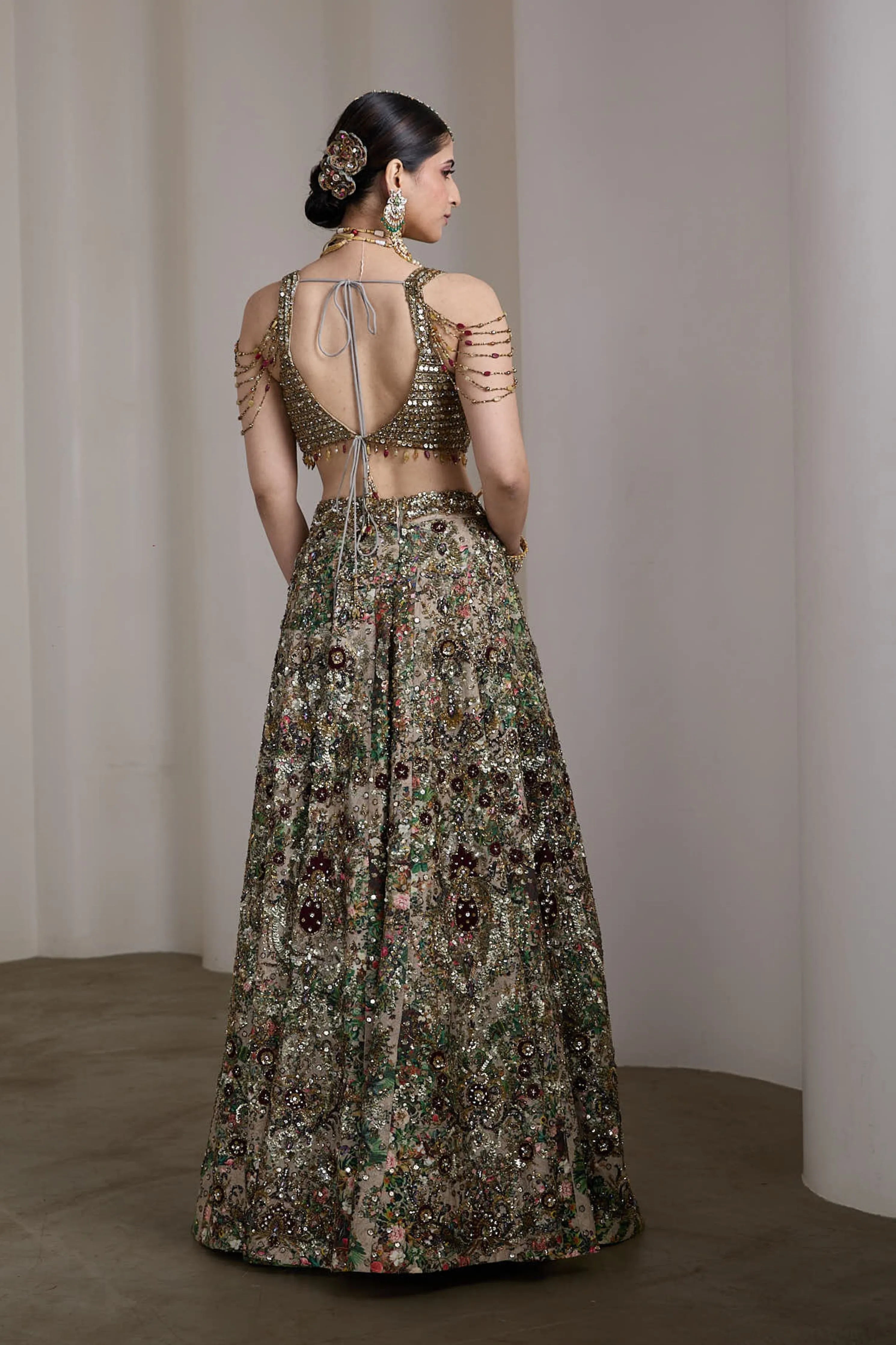 Velvet Patch Embroidered Lehenga Set