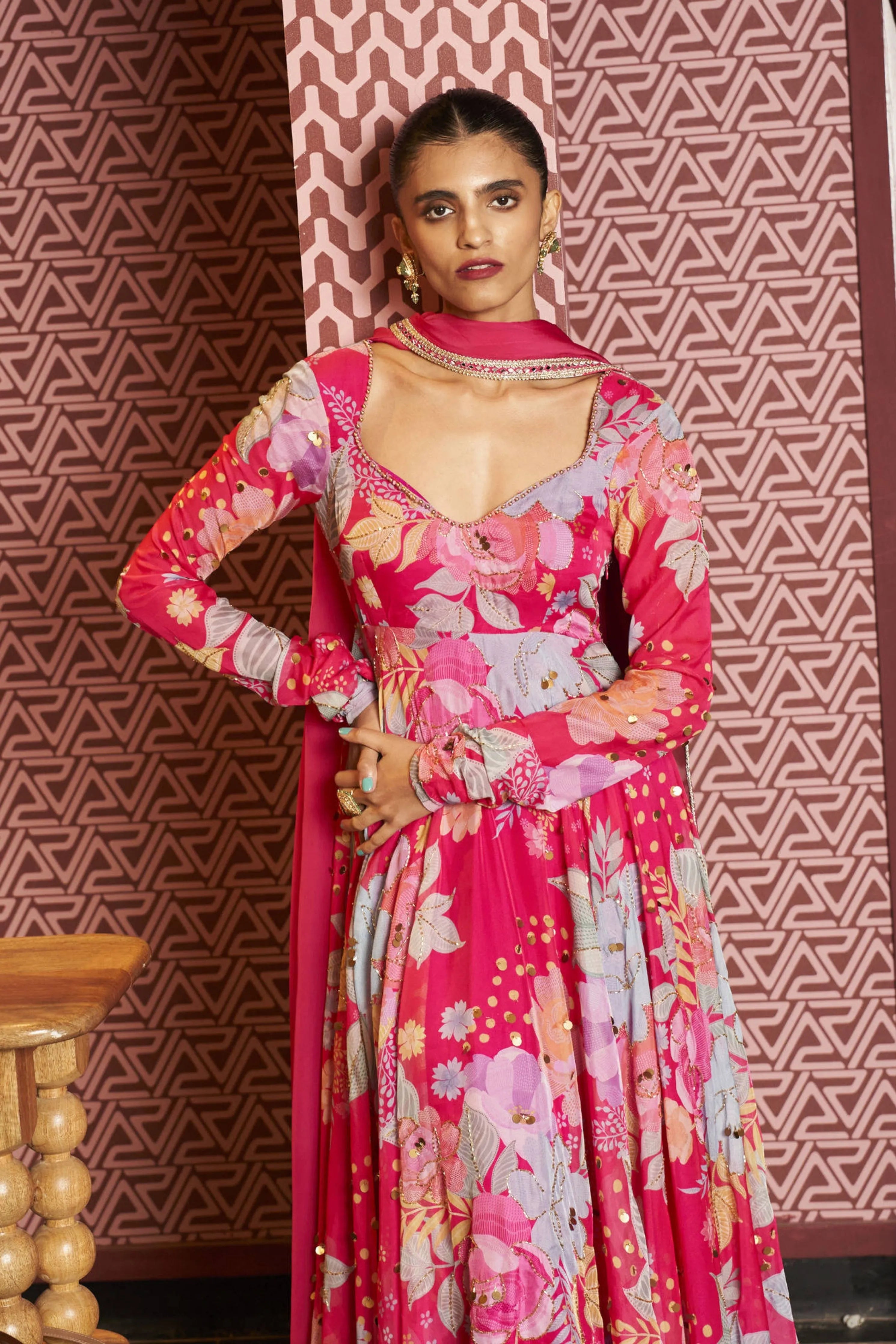 Rani Rush Anarkali Set
