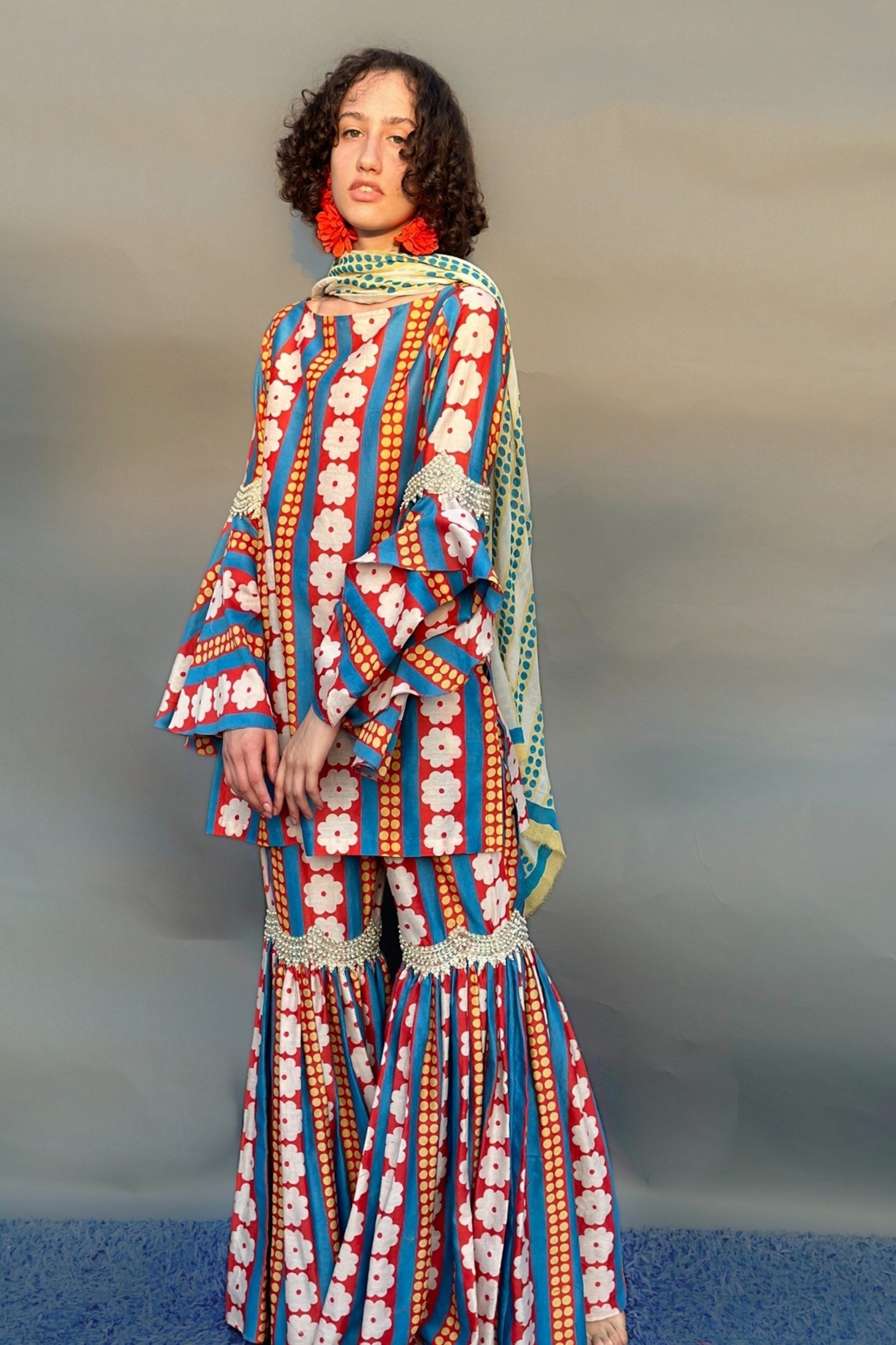 Red Sharara Set
