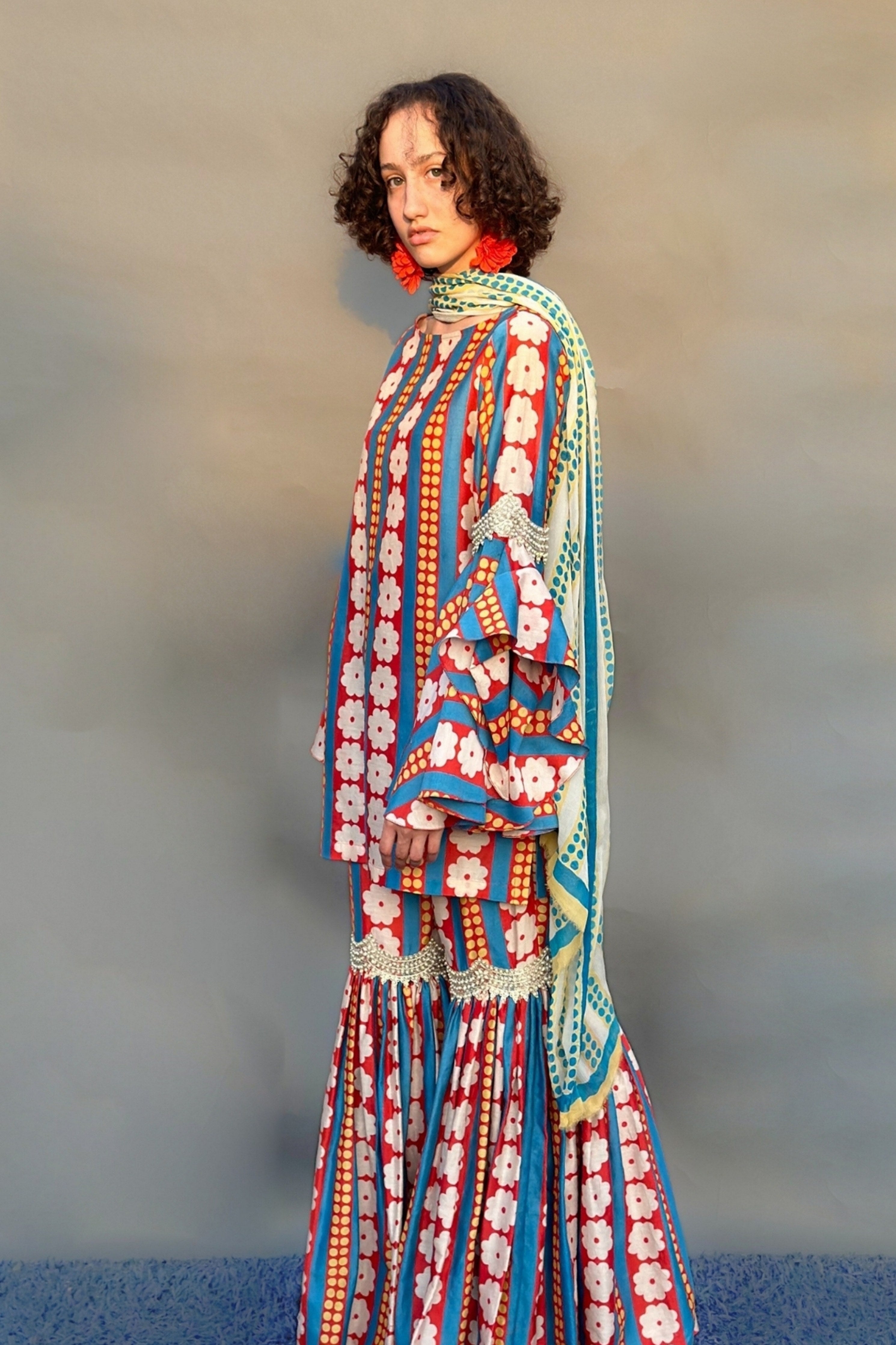 Red Sharara Set